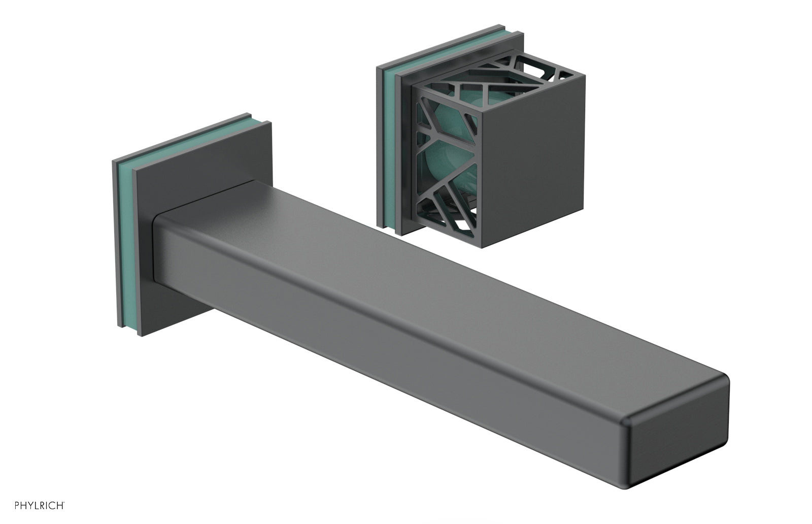 Phylrich JOLIE Single Handle Wall Lavatory Set - Square Handle "Turquoise" Accents by Phylrich