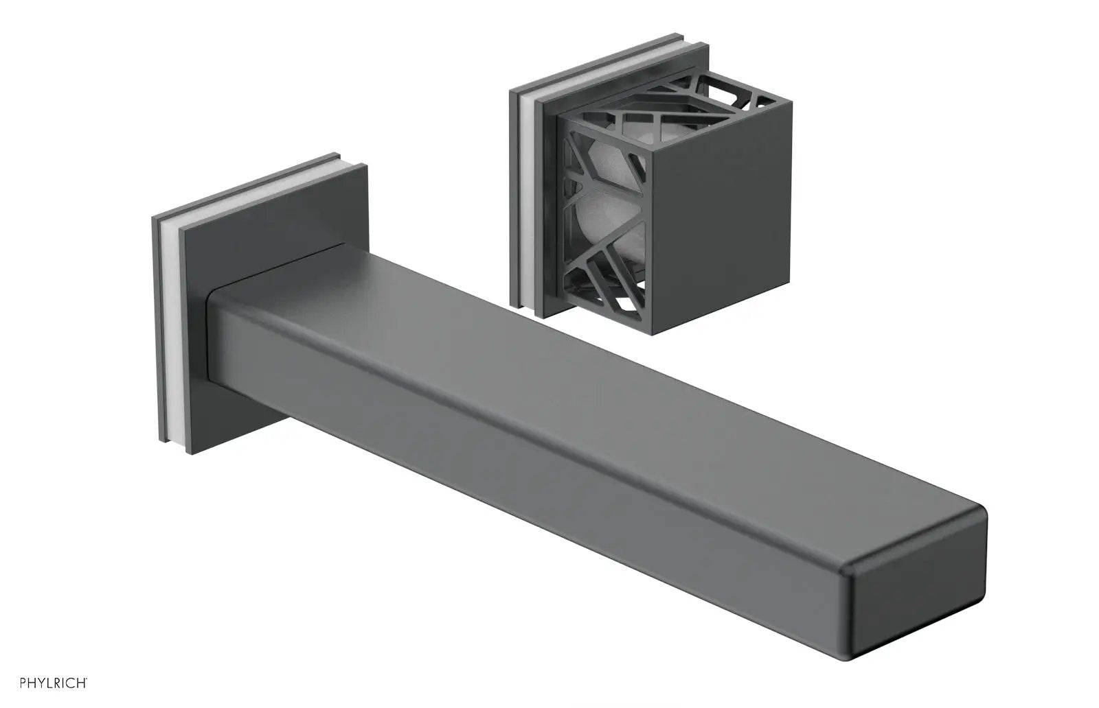 Phylrich JOLIE Single Handle Wall Lavatory Set - Square Handle "White" Accents by Phylrich