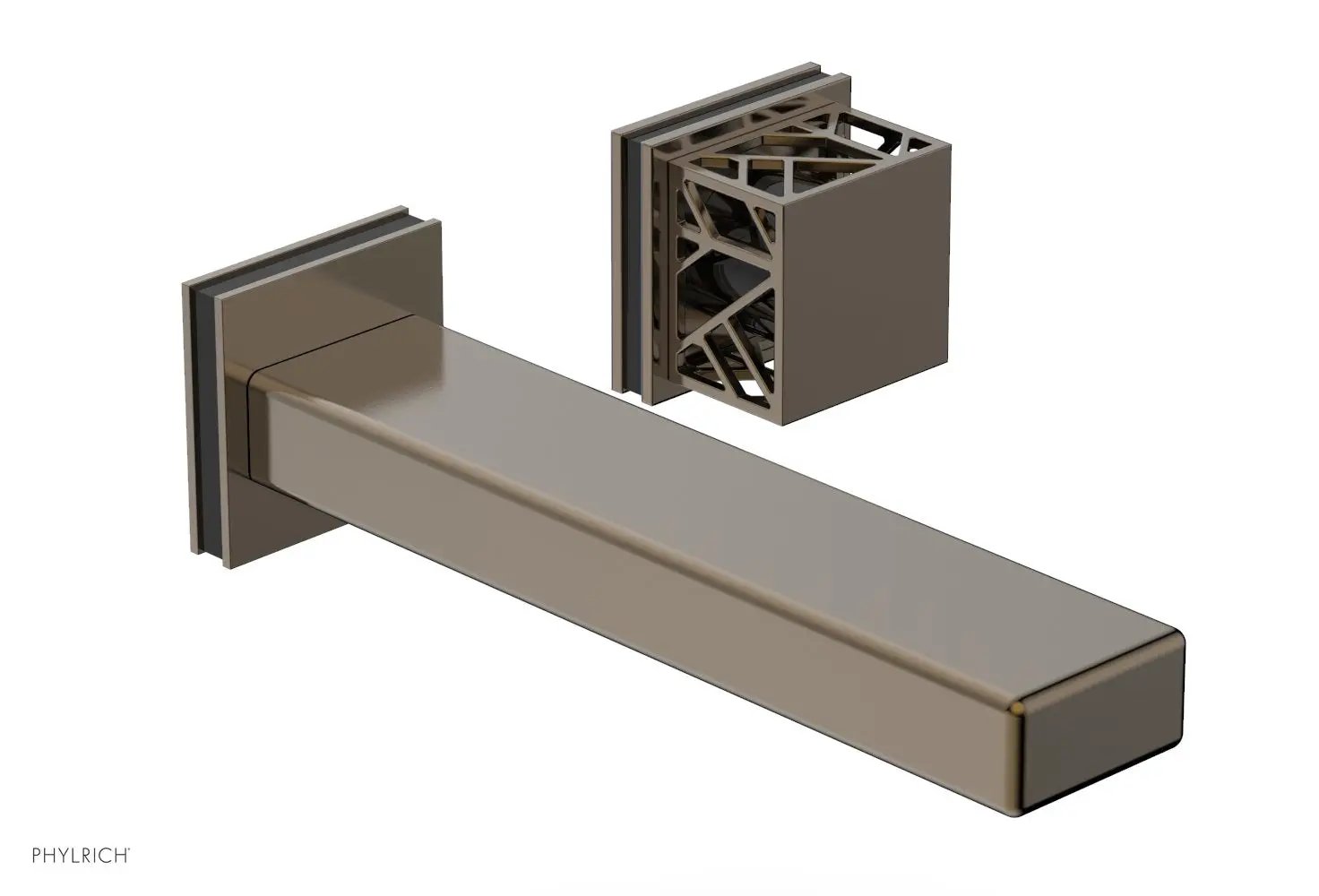 Phylrich JOLIE Single Handle Wall Lavatory Set - Square Handle "Black" Accents by Phylrich