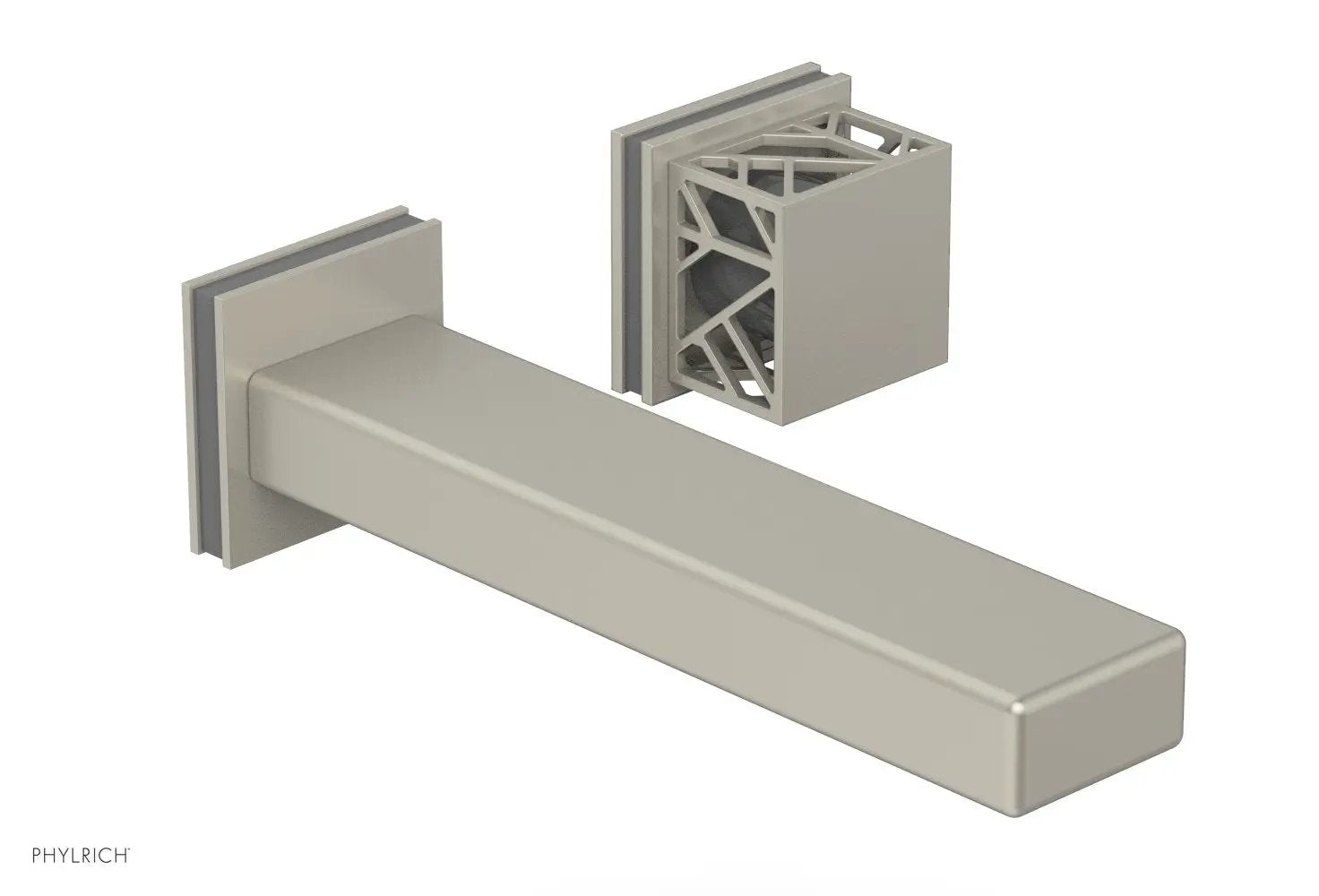 Phylrich JOLIE Single Handle Wall Lavatory Set - Square Handle "Grey" Accents by Phylrich