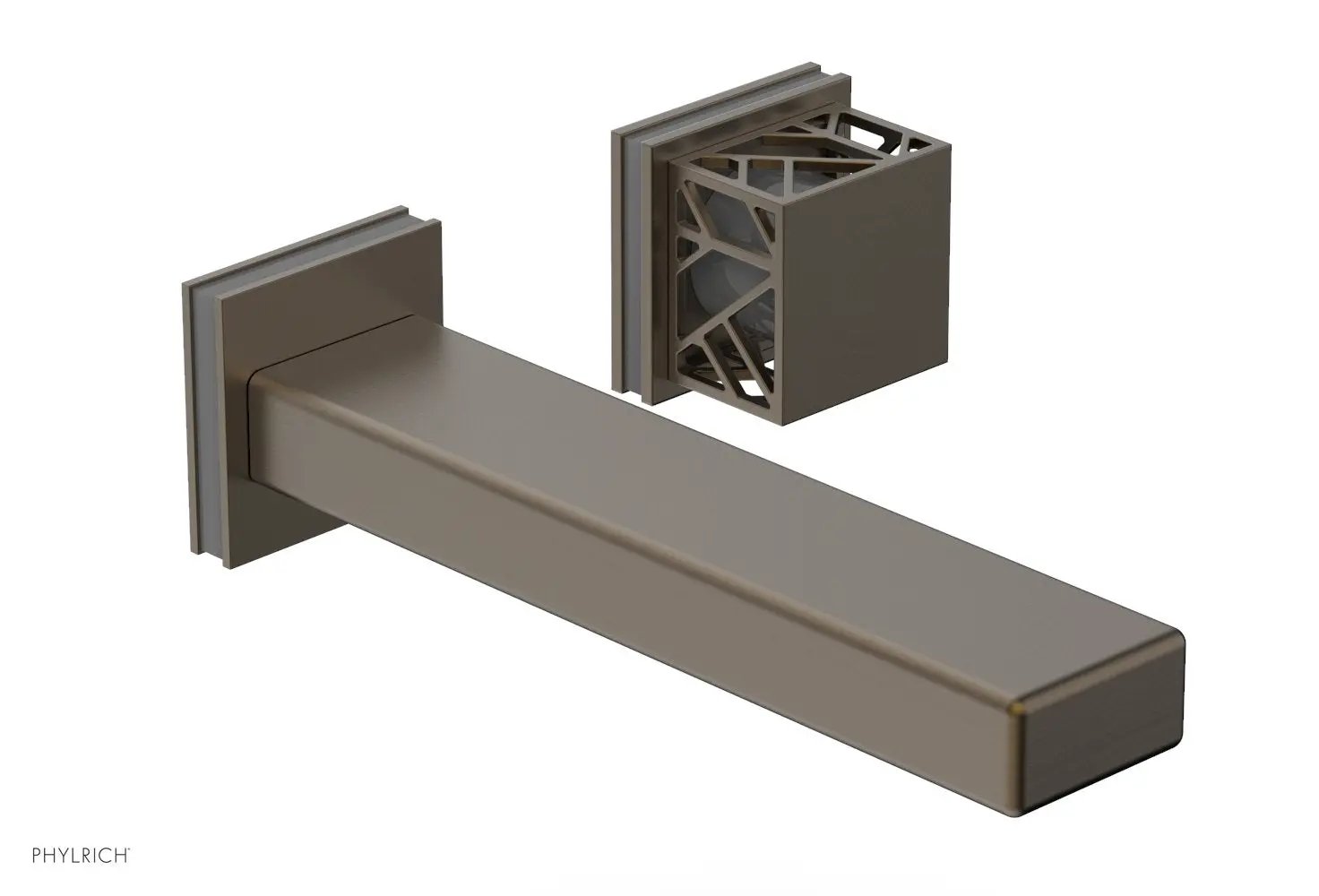 Phylrich JOLIE Single Handle Wall Lavatory Set - Square Handle "Grey" Accents by Phylrich