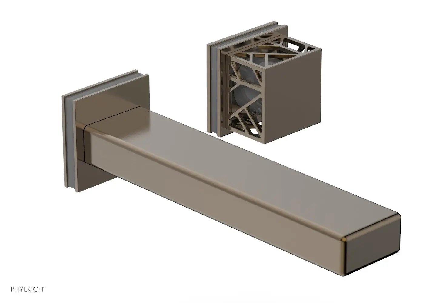 Phylrich JOLIE Single Handle Wall Lavatory Set - Square Handle "Grey" Accents by Phylrich