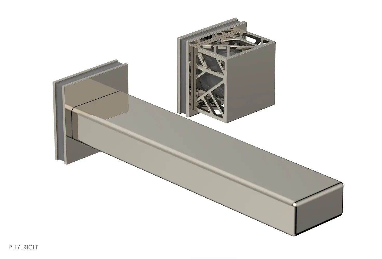 Phylrich JOLIE Single Handle Wall Lavatory Set - Square Handle "Grey" Accents by Phylrich