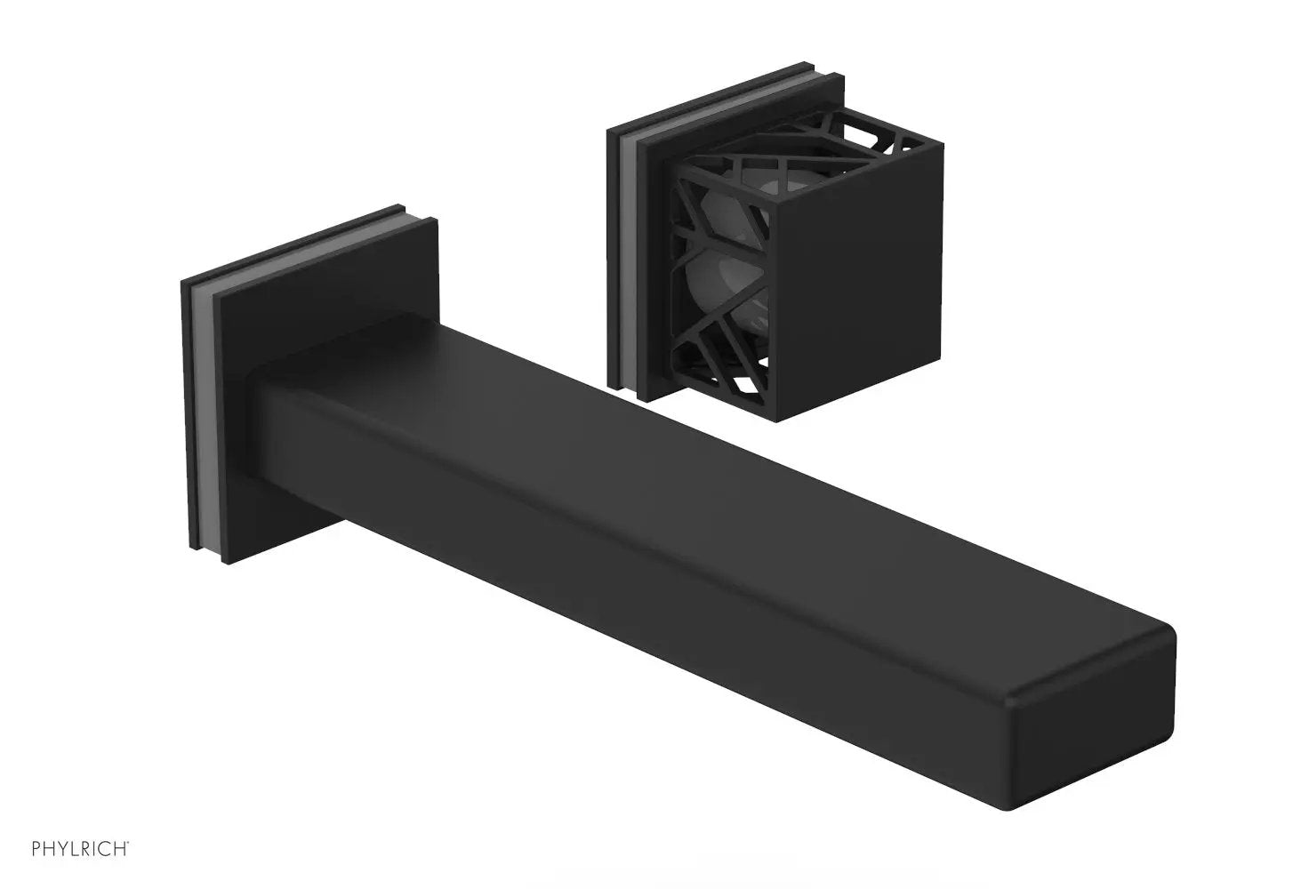 Phylrich JOLIE Single Handle Wall Lavatory Set - Square Handle "Grey" Accents by Phylrich