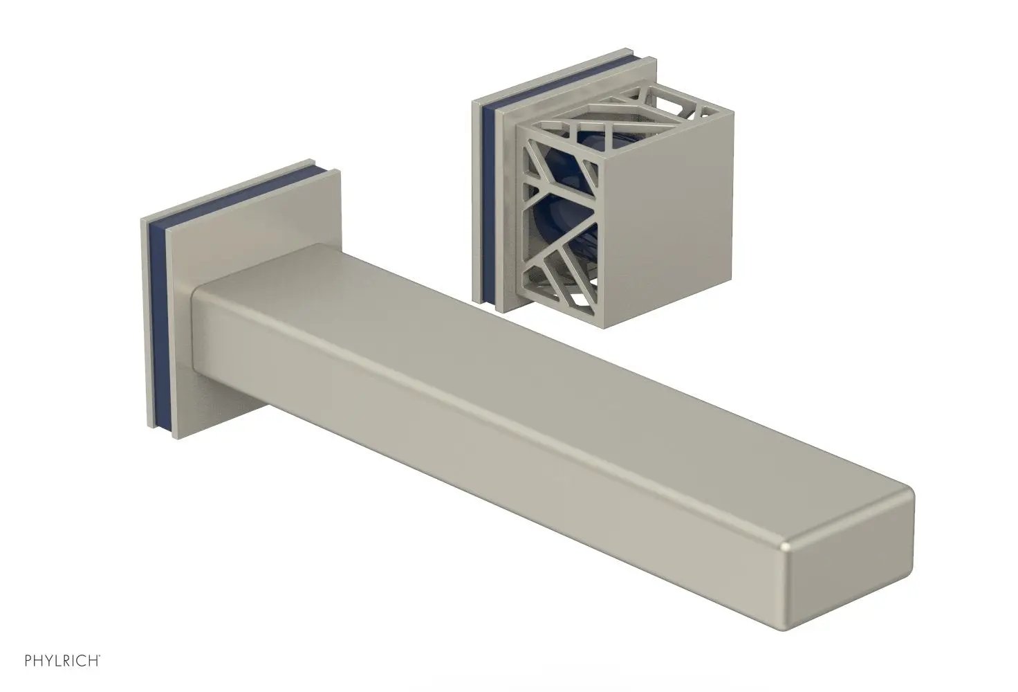 Phylrich JOLIE Single Handle Wall Lavatory Set - Square Handle "Navy Blue" Accents by Phylrich