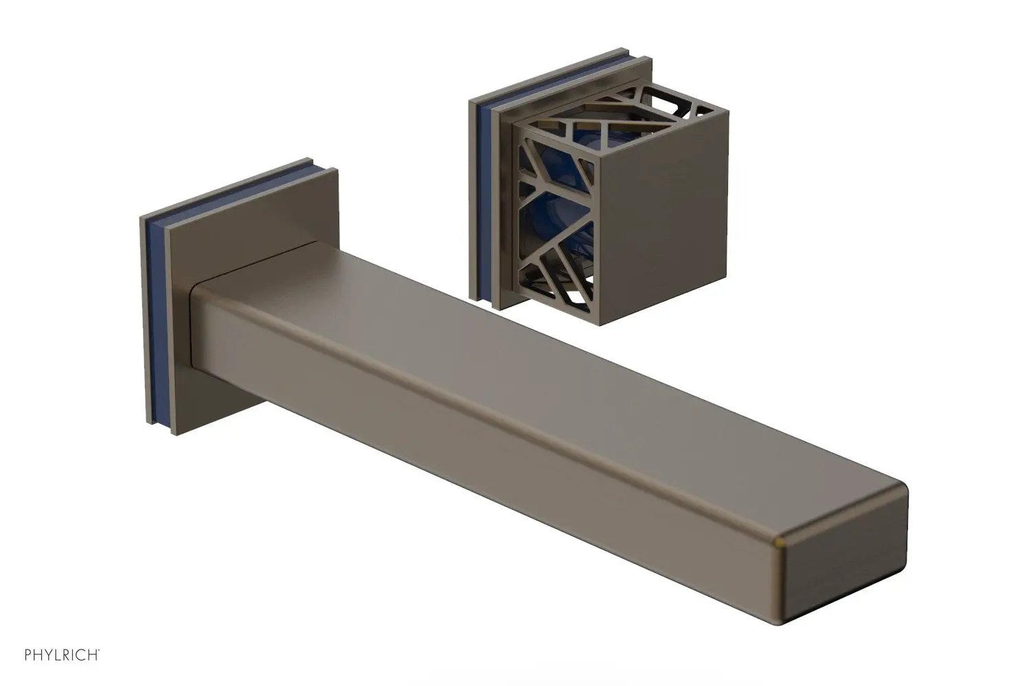 Phylrich JOLIE Single Handle Wall Lavatory Set - Square Handle "Navy Blue" Accents by Phylrich