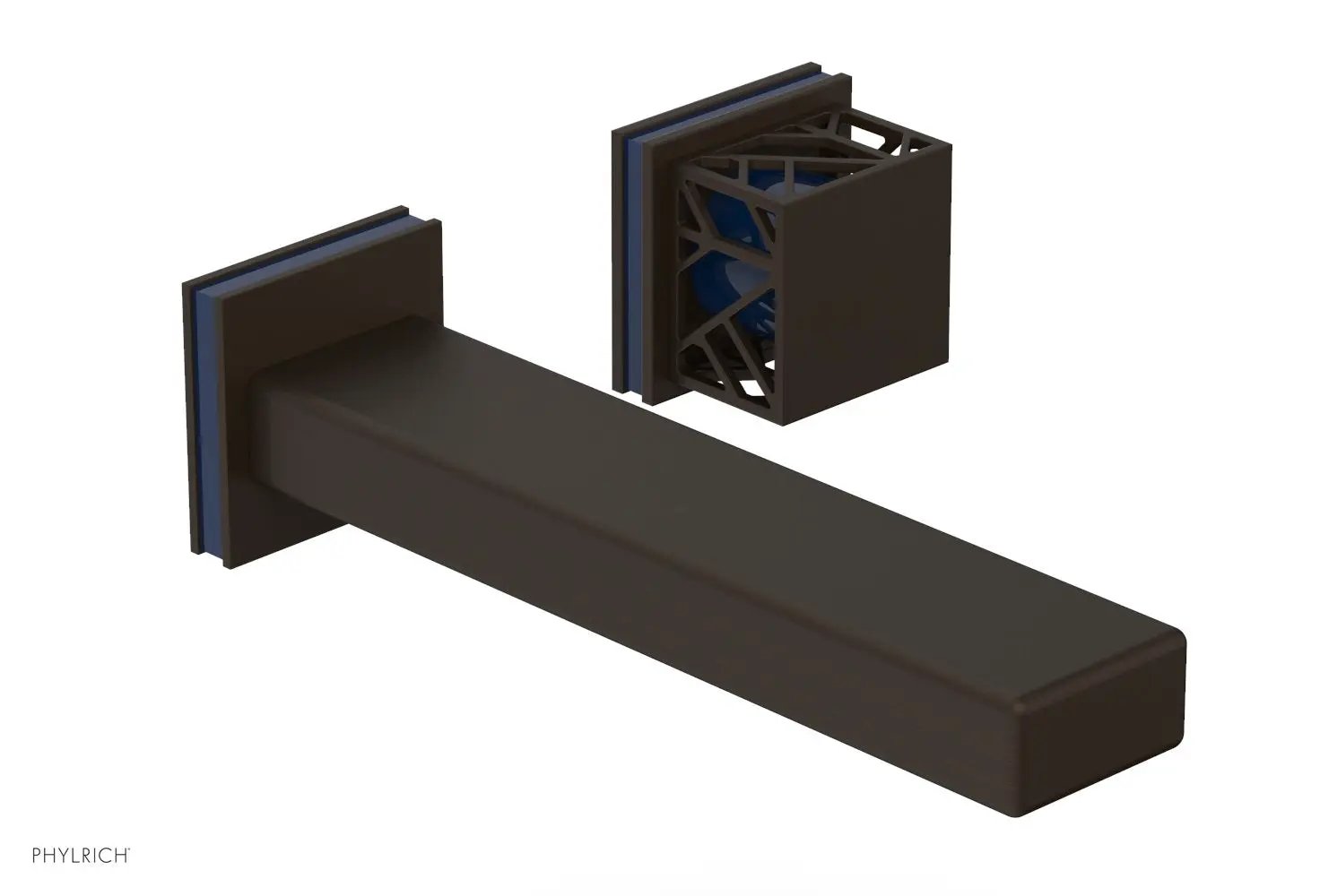 Phylrich JOLIE Single Handle Wall Lavatory Set - Square Handle "Navy Blue" Accents by Phylrich