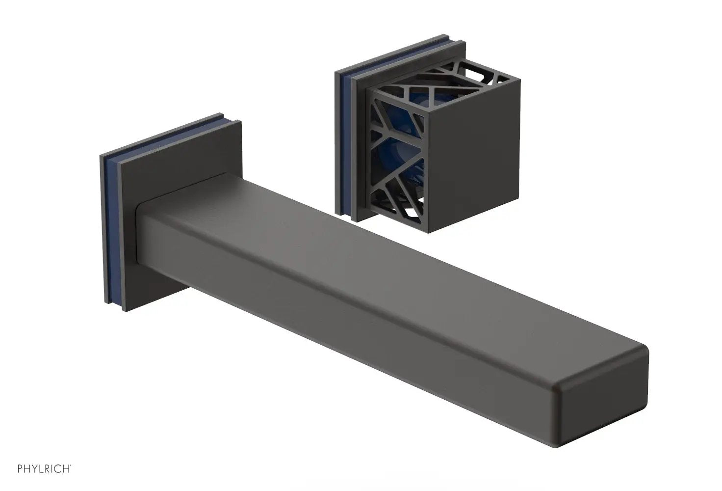 Phylrich JOLIE Single Handle Wall Lavatory Set - Square Handle "Navy Blue" Accents by Phylrich