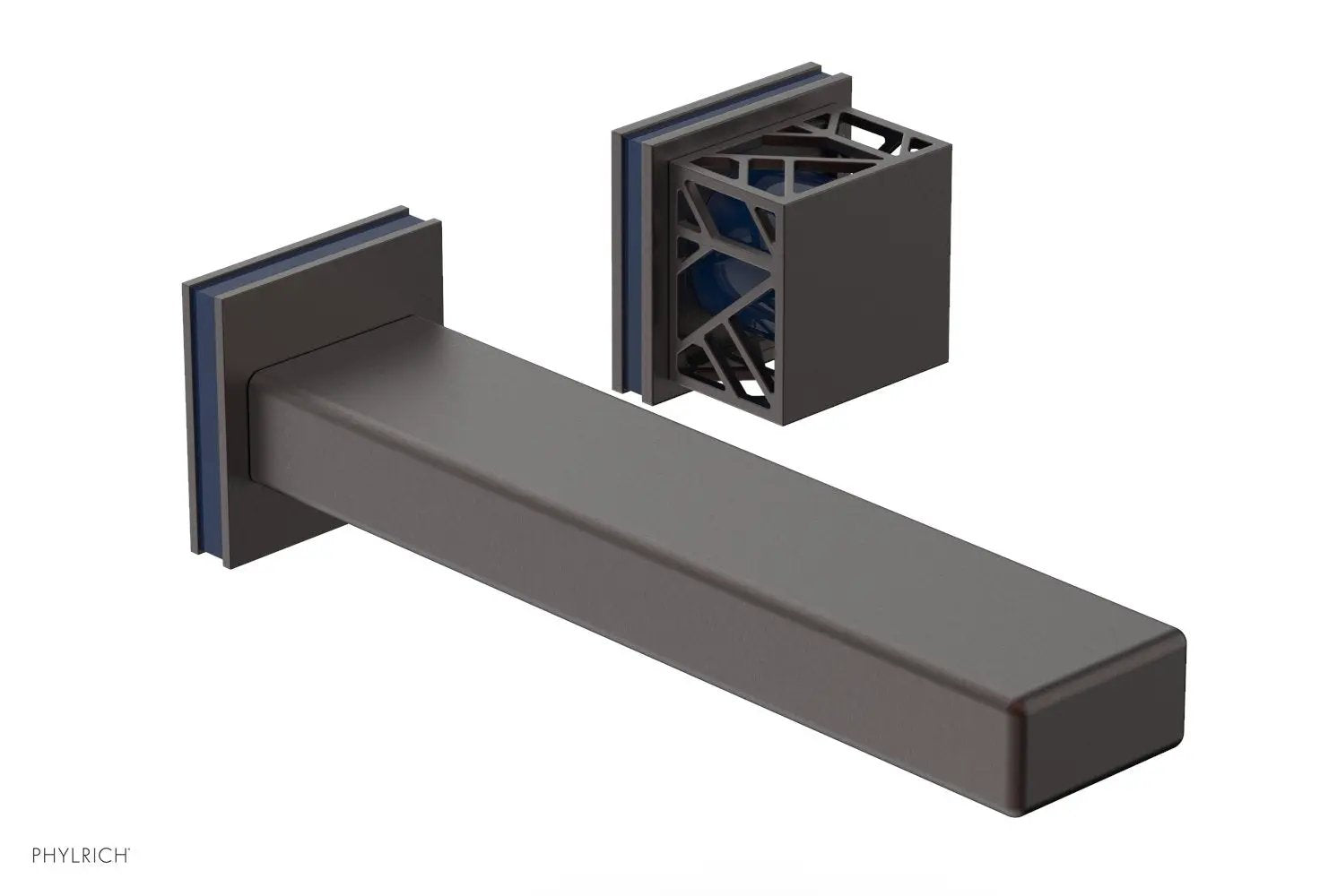 Phylrich JOLIE Single Handle Wall Lavatory Set - Square Handle "Navy Blue" Accents by Phylrich