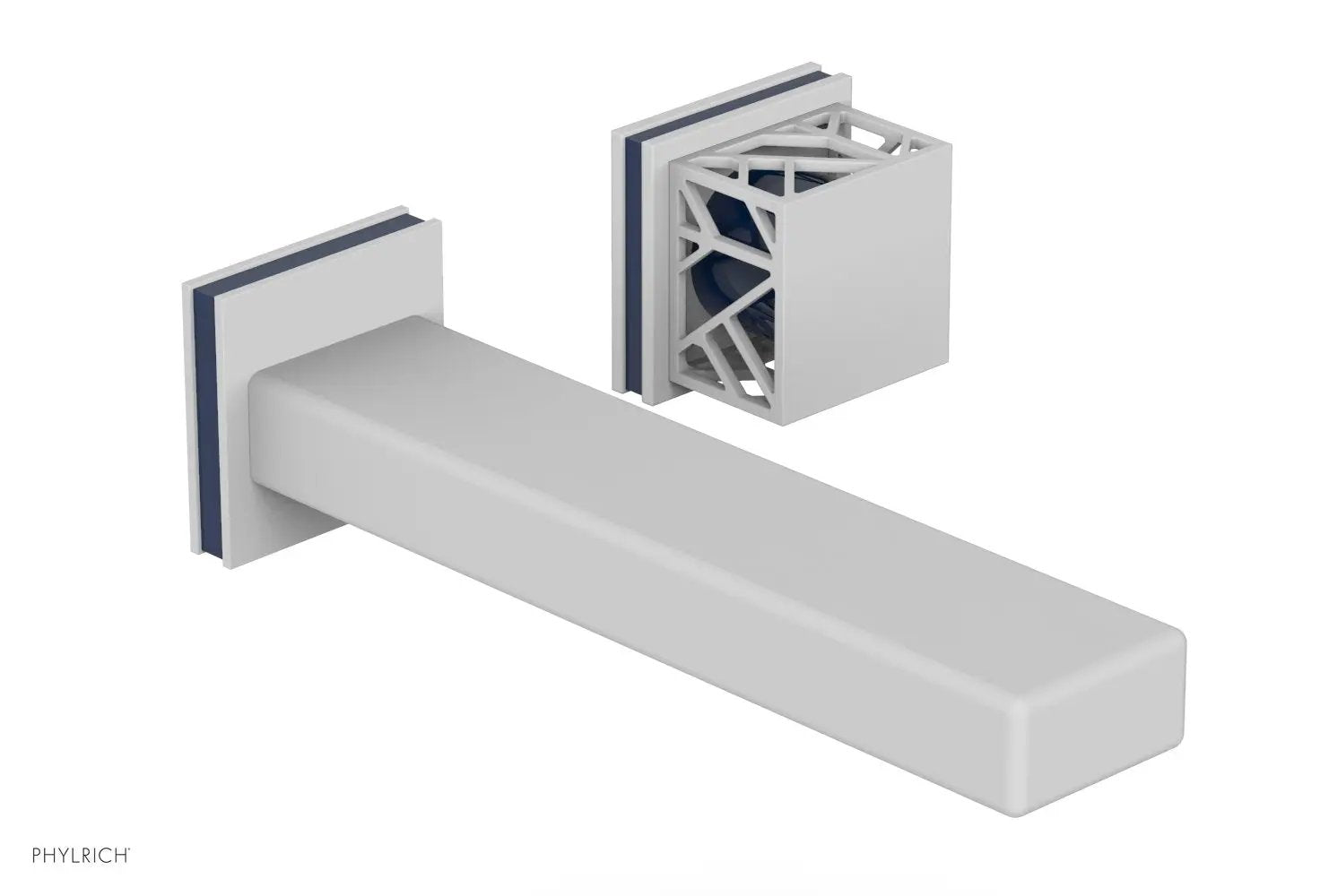 Phylrich JOLIE Single Handle Wall Lavatory Set - Square Handle "Navy Blue" Accents by Phylrich