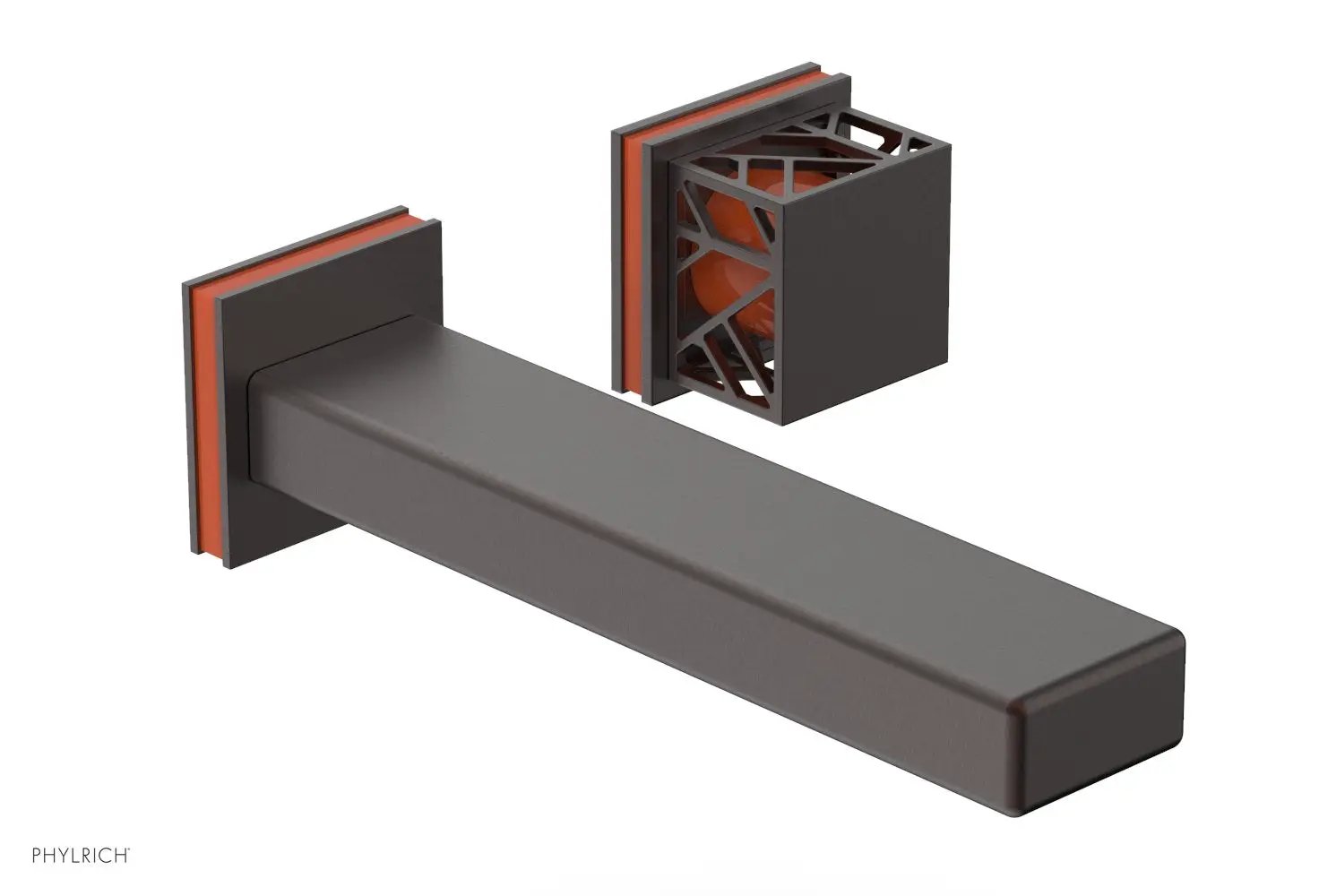 Phylrich JOLIE Single Handle Wall Lavatory Set - Square Handle "Orange" Accents by Phylrich