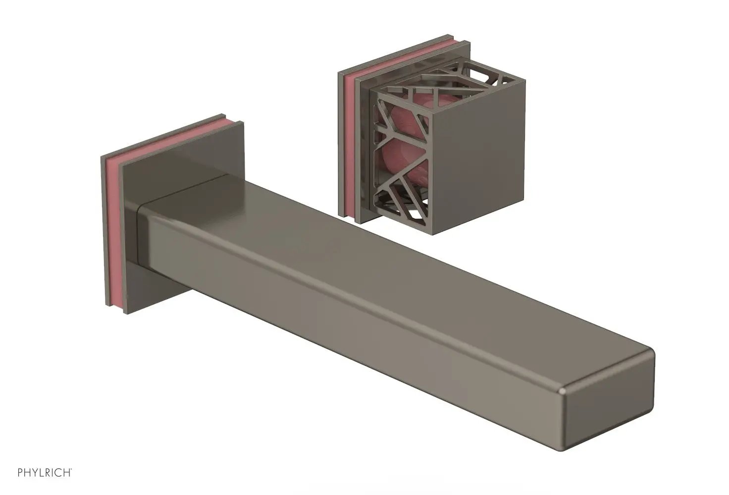 Phylrich JOLIE Single Handle Wall Lavatory Set - Square Handle "Pink" Accents by Phylrich