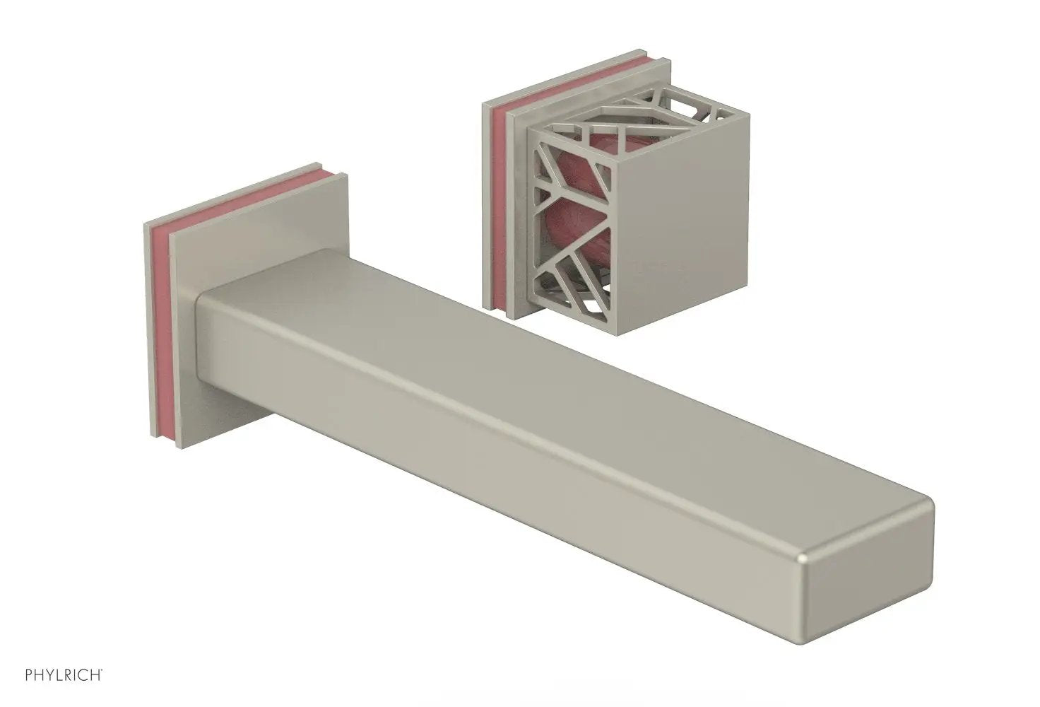 Phylrich JOLIE Single Handle Wall Lavatory Set - Square Handle "Pink" Accents by Phylrich