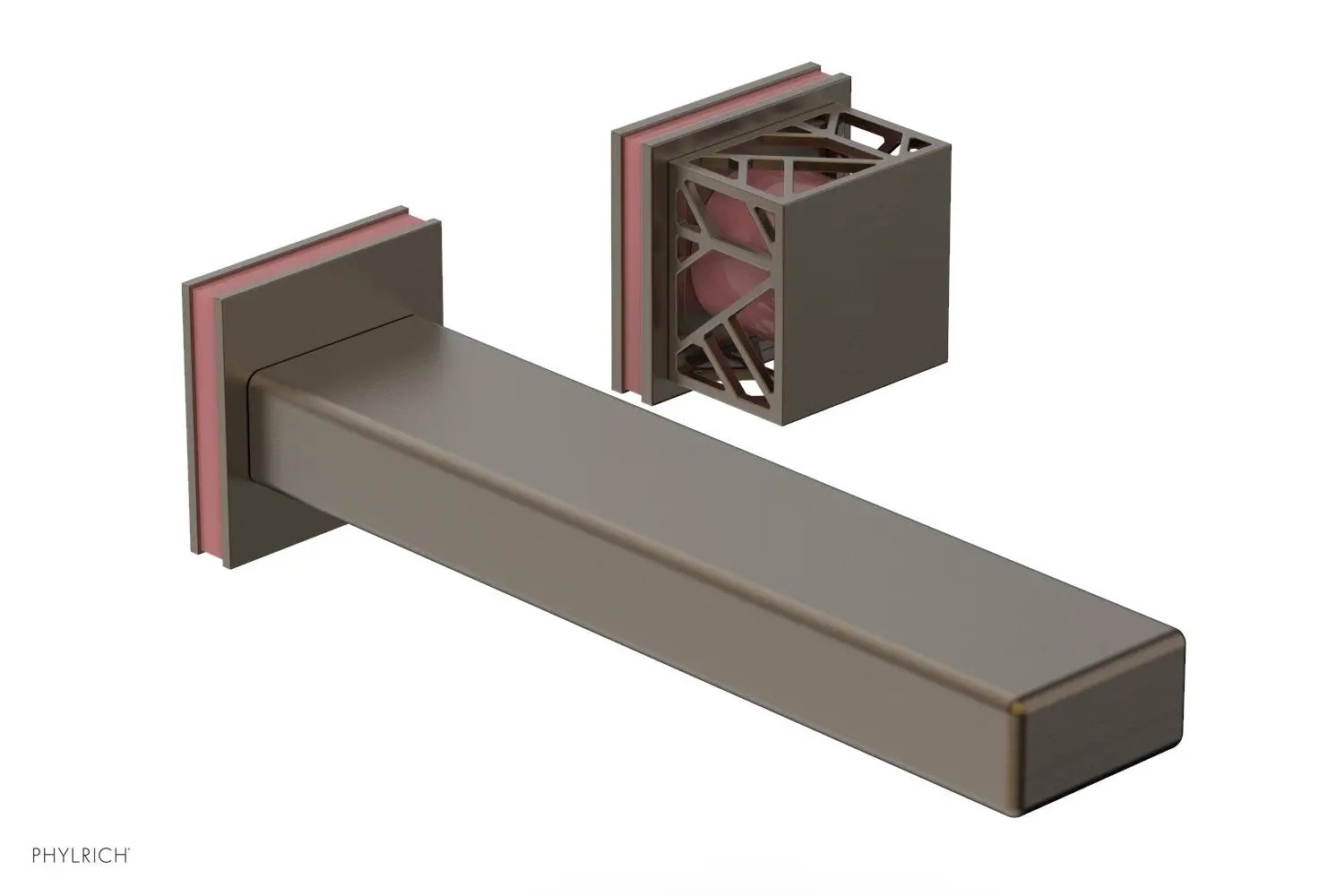 Phylrich JOLIE Single Handle Wall Lavatory Set - Square Handle "Pink" Accents by Phylrich
