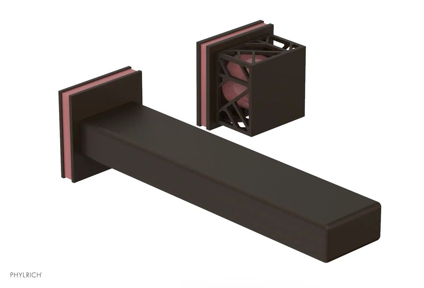 Phylrich JOLIE Single Handle Wall Lavatory Set - Square Handle "Pink" Accents by Phylrich