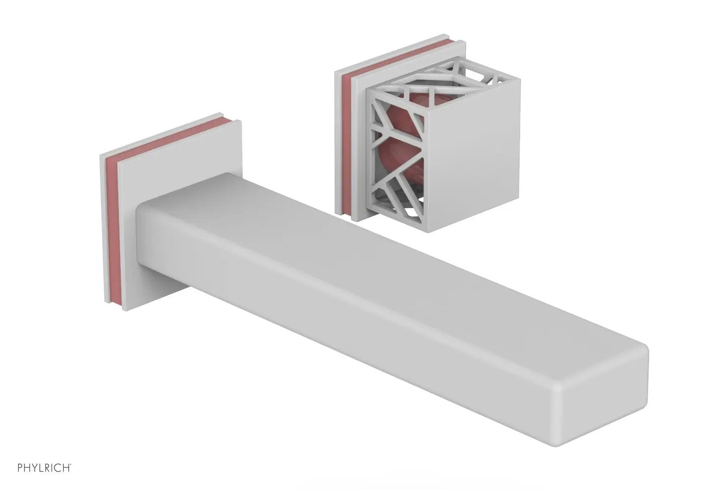 Phylrich JOLIE Single Handle Wall Lavatory Set - Square Handle "Pink" Accents by Phylrich