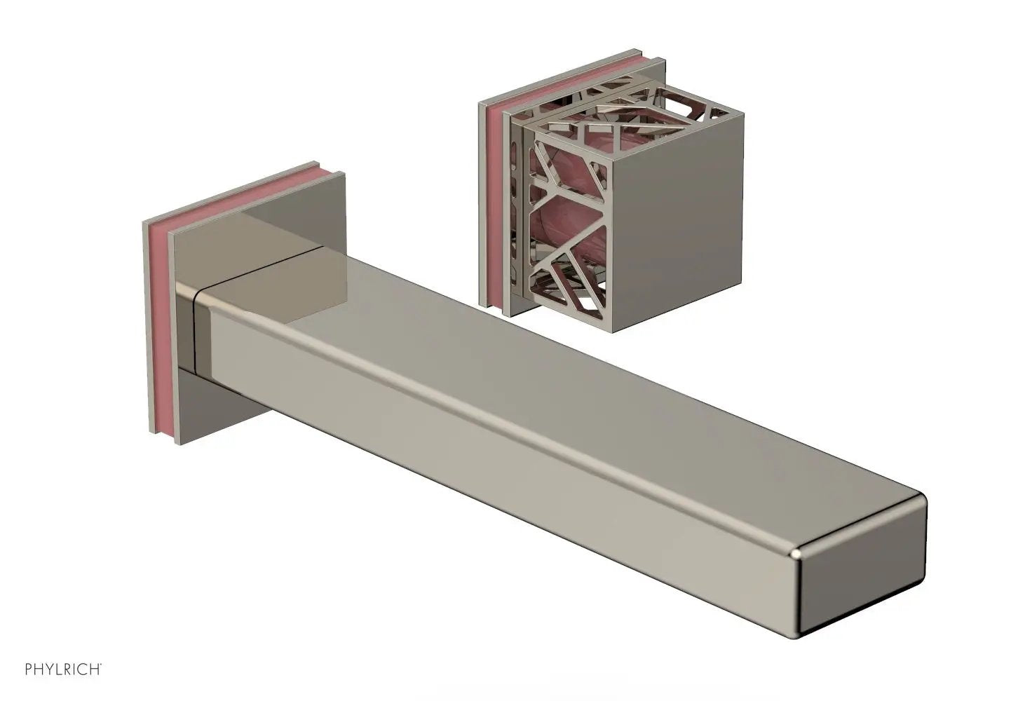 Phylrich JOLIE Single Handle Wall Lavatory Set - Square Handle "Pink" Accents by Phylrich
