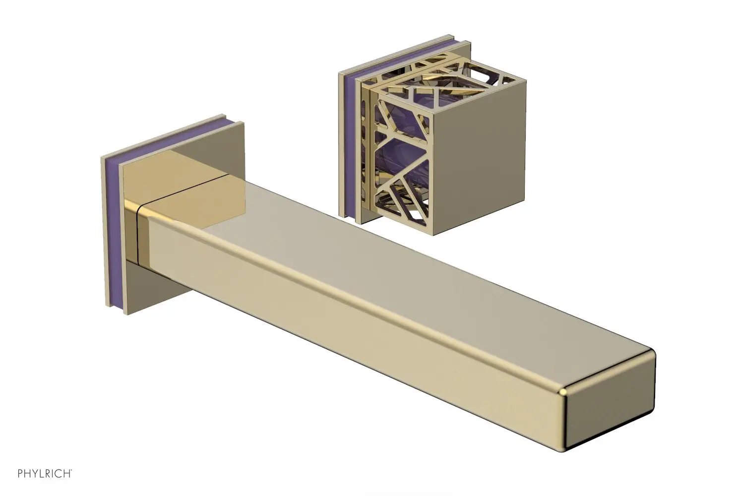 Phylrich JOLIE Single Handle Wall Lavatory Set - Square Handle "Purple" Accents by Phylrich