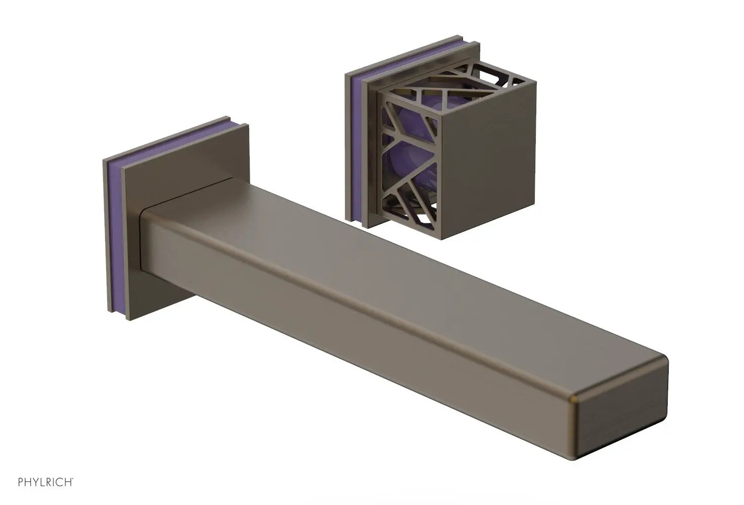 Phylrich JOLIE Single Handle Wall Lavatory Set - Square Handle "Purple" Accents by Phylrich