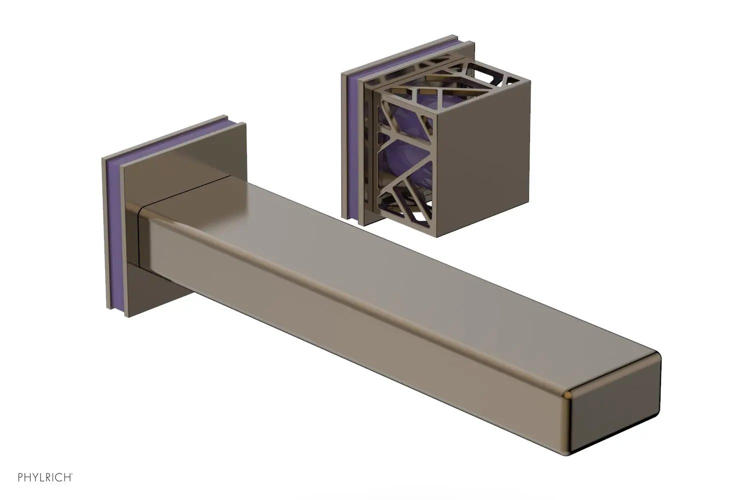 Phylrich JOLIE Single Handle Wall Lavatory Set - Square Handle "Purple" Accents by Phylrich
