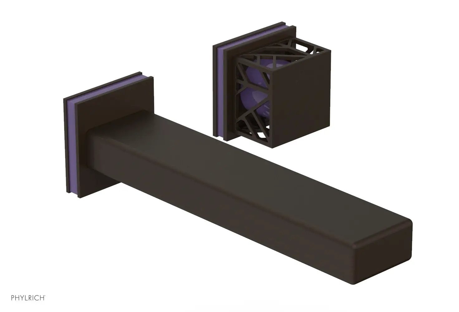 Phylrich JOLIE Single Handle Wall Lavatory Set - Square Handle "Purple" Accents by Phylrich