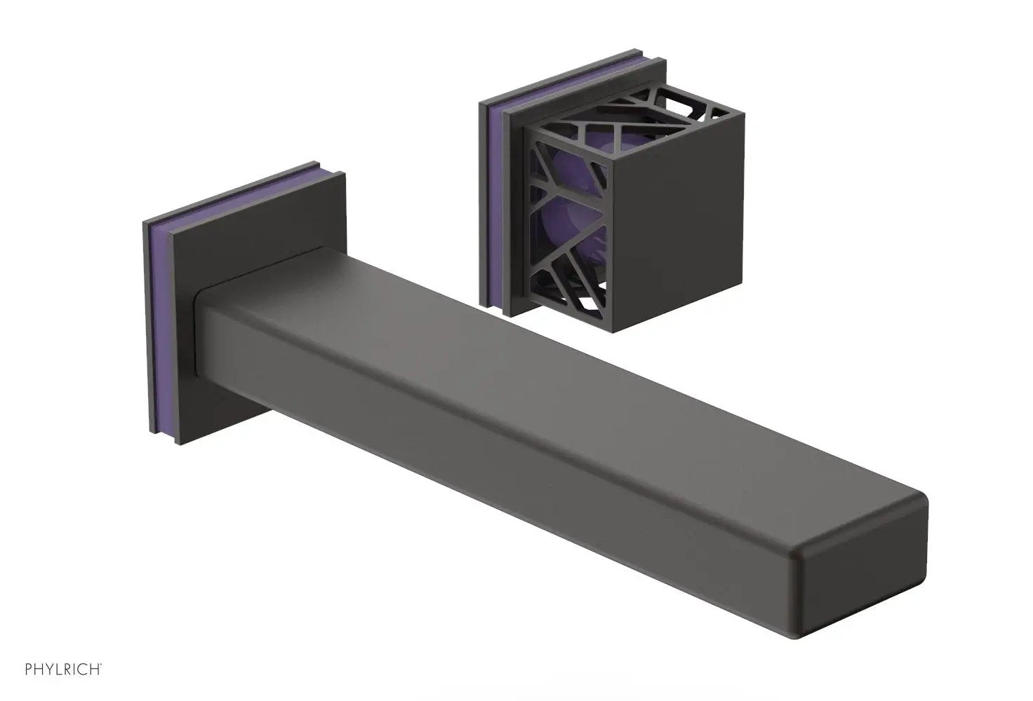 Phylrich JOLIE Single Handle Wall Lavatory Set - Square Handle "Purple" Accents by Phylrich