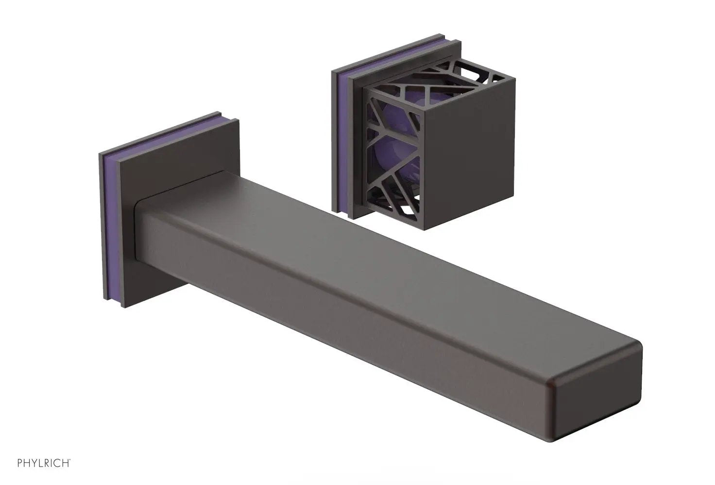Phylrich JOLIE Single Handle Wall Lavatory Set - Square Handle "Purple" Accents by Phylrich