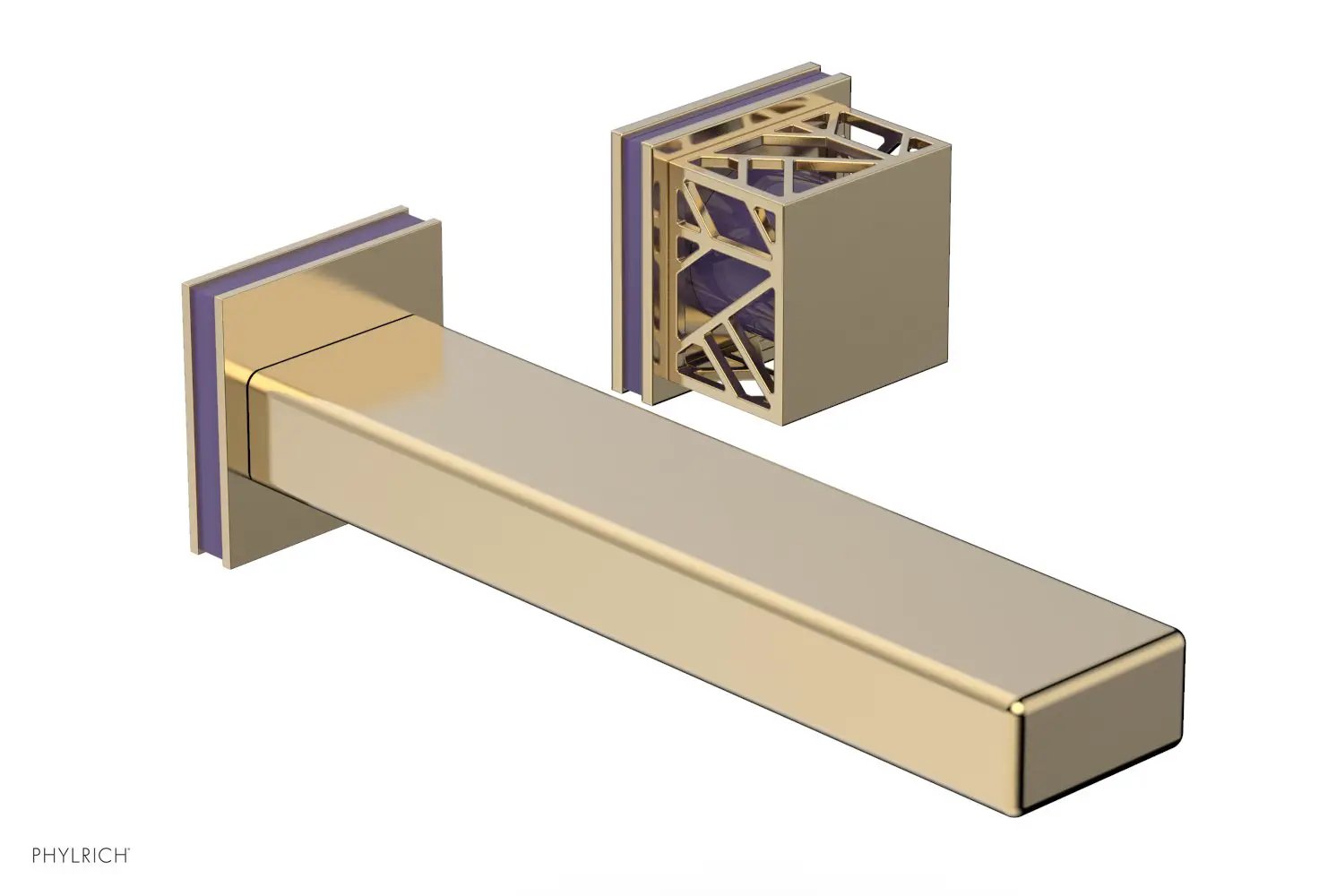 Phylrich JOLIE Single Handle Wall Lavatory Set - Square Handle "Purple" Accents by Phylrich
