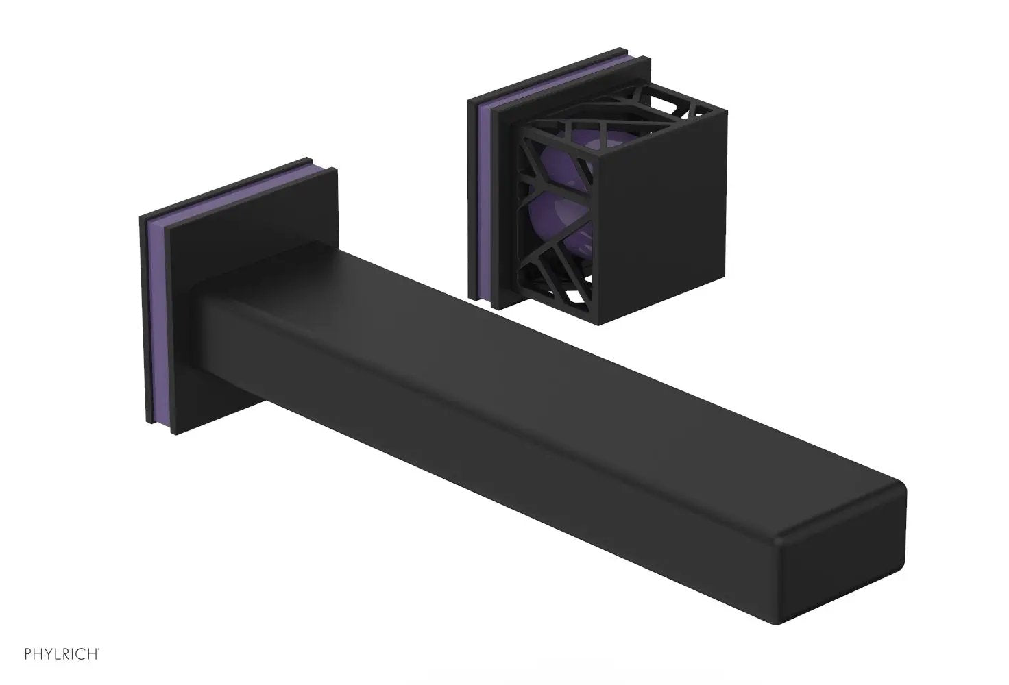 Phylrich JOLIE Single Handle Wall Lavatory Set - Square Handle "Purple" Accents by Phylrich