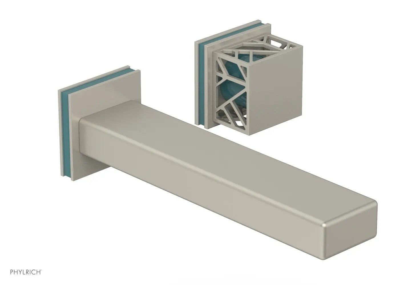 Phylrich JOLIE Single Handle Wall Lavatory Set - Square Handle "Turquoise" Accents by Phylrich