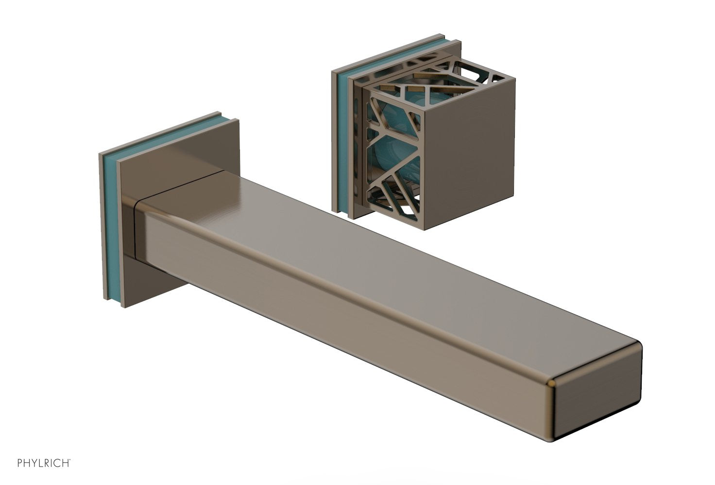 Phylrich JOLIE Single Handle Wall Lavatory Set - Square Handle "Turquoise" Accents by Phylrich