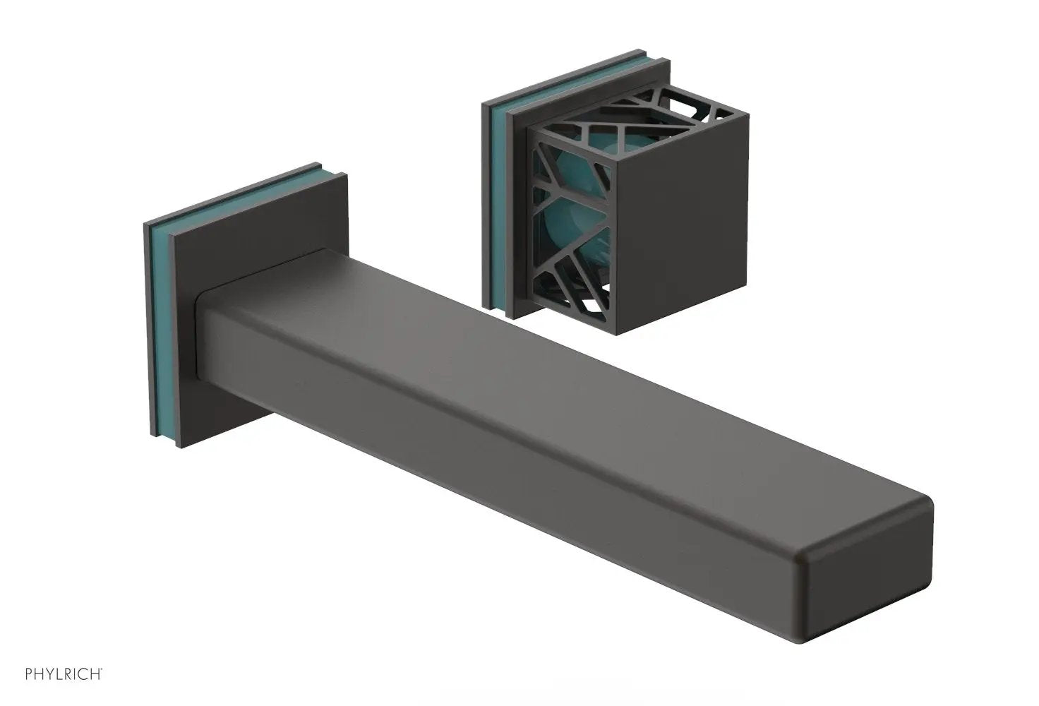 Phylrich JOLIE Single Handle Wall Lavatory Set - Square Handle "Turquoise" Accents by Phylrich