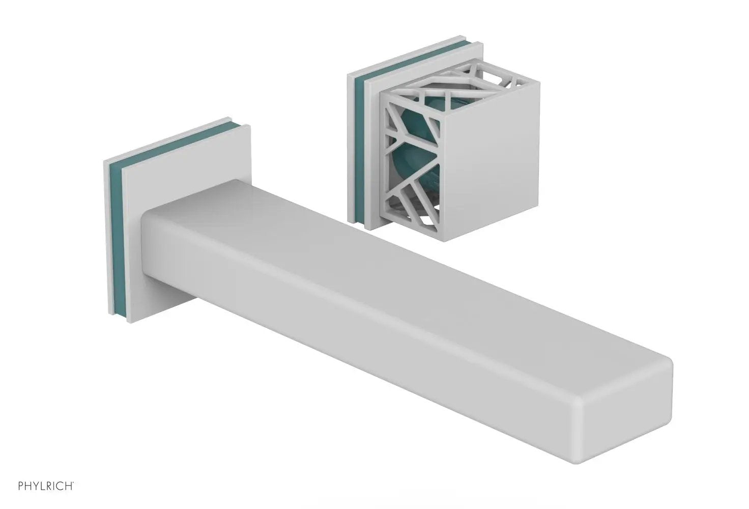 Phylrich JOLIE Single Handle Wall Lavatory Set - Square Handle "Turquoise" Accents by Phylrich