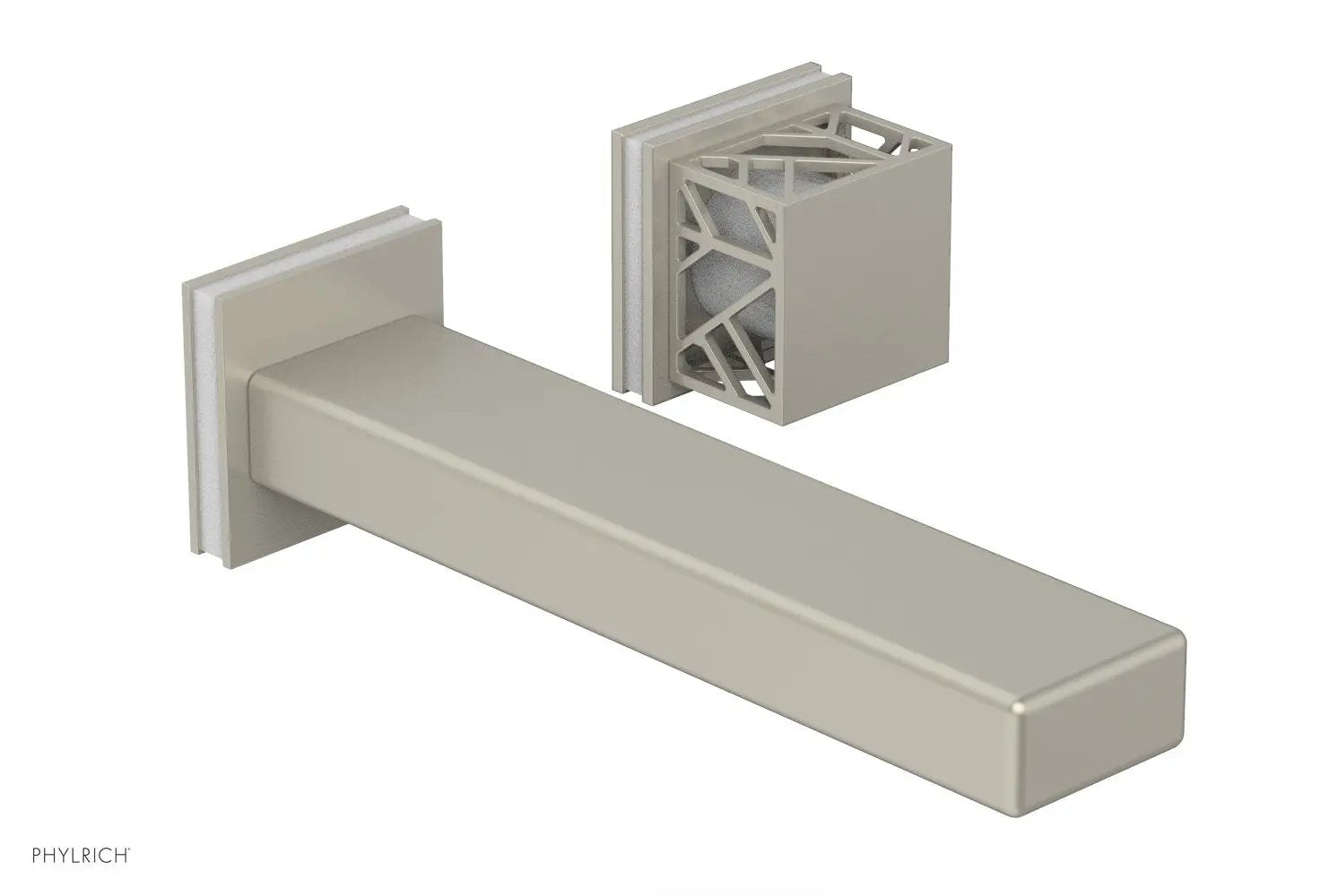 Phylrich JOLIE Single Handle Wall Lavatory Set - Square Handle "White" Accents by Phylrich