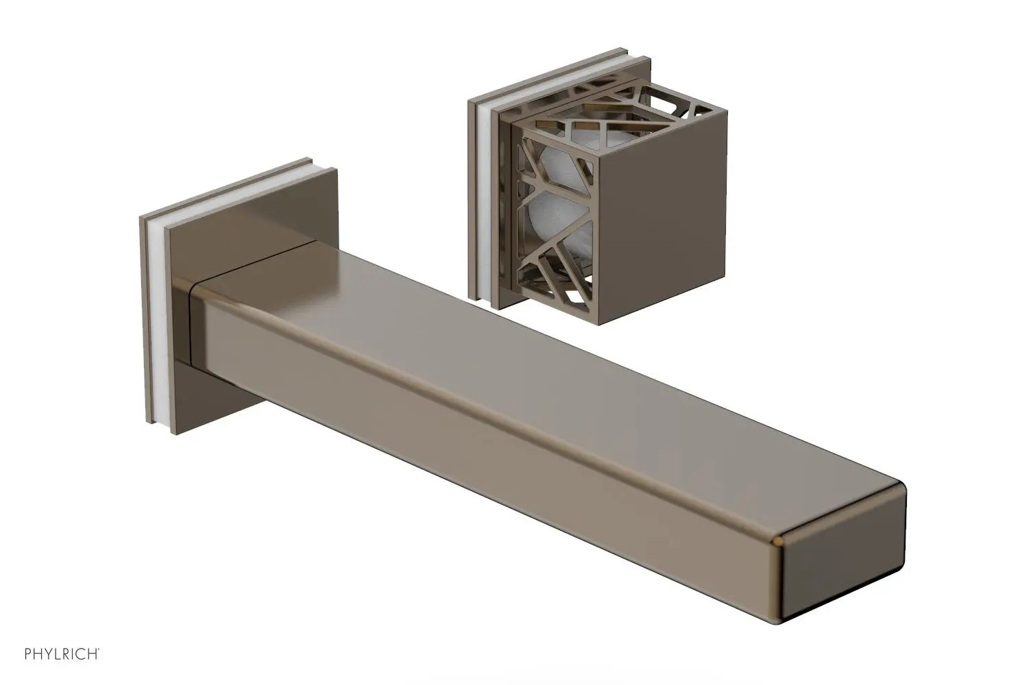 Phylrich JOLIE Single Handle Wall Lavatory Set - Square Handle "White" Accents by Phylrich