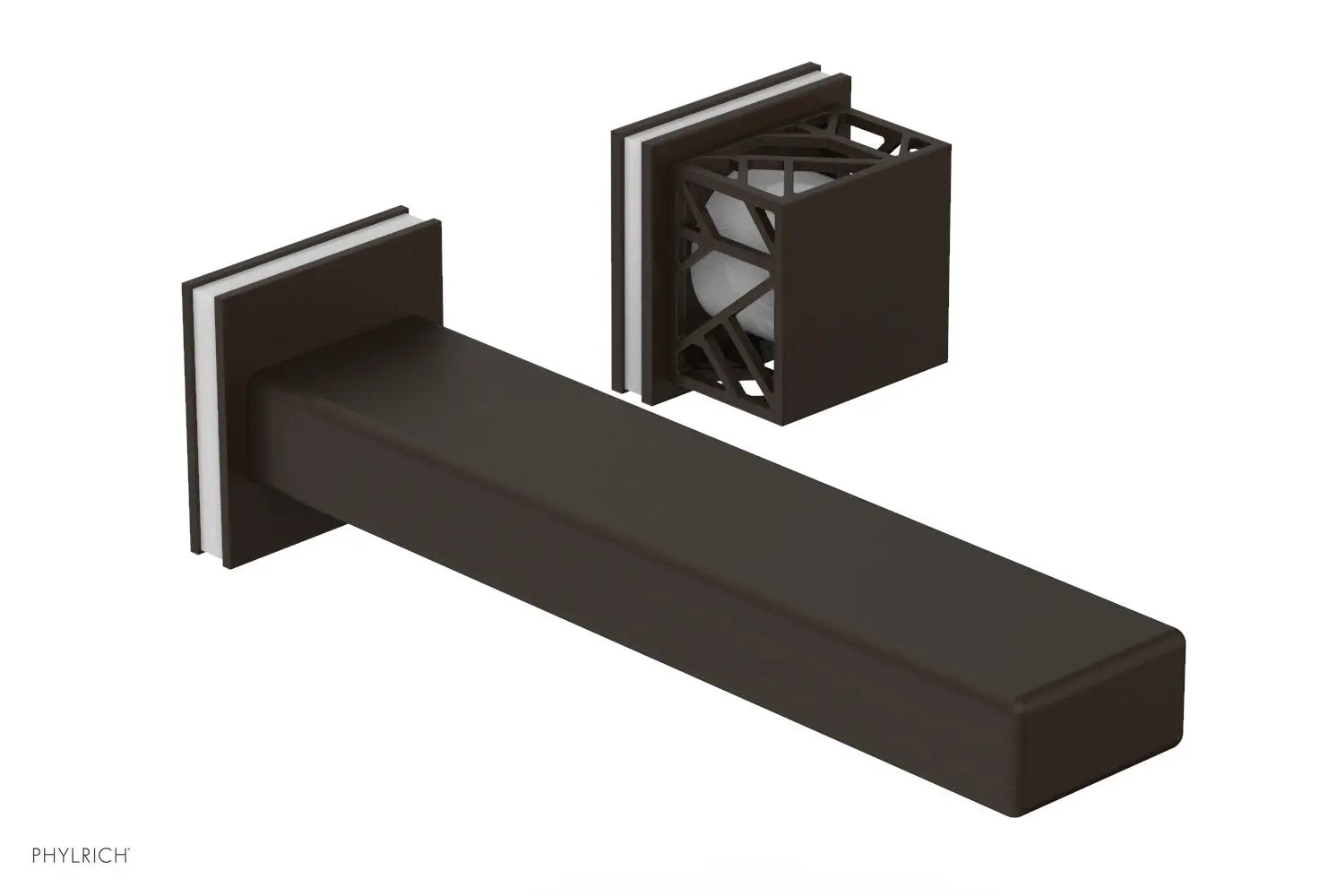 Phylrich JOLIE Single Handle Wall Lavatory Set - Square Handle "White" Accents by Phylrich
