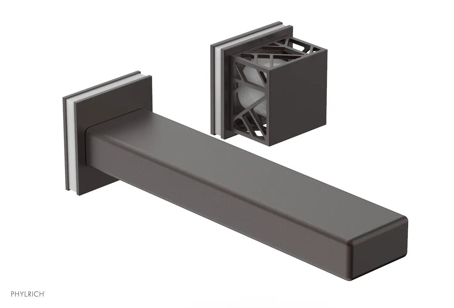 Phylrich JOLIE Single Handle Wall Lavatory Set - Square Handle "White" Accents by Phylrich
