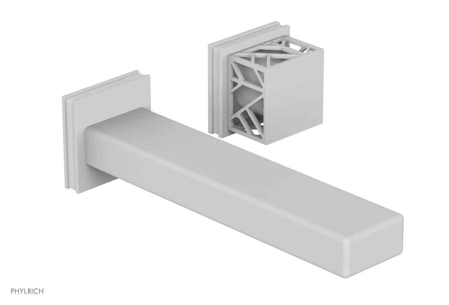 Phylrich JOLIE Single Handle Wall Lavatory Set - Square Handle "White" Accents by Phylrich