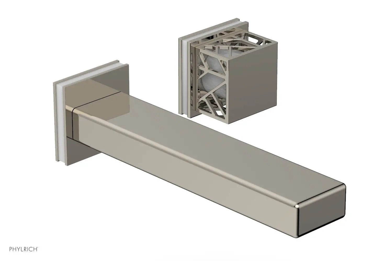 Phylrich JOLIE Single Handle Wall Lavatory Set - Square Handle "White" Accents by Phylrich