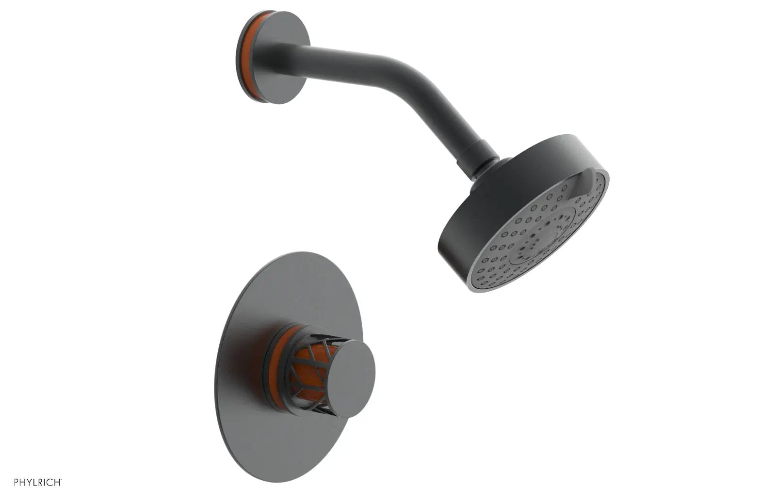 Phylrich JOLIE Pressure Balance Shower Set - Round Handle with "Orange" Accents by Phylrich