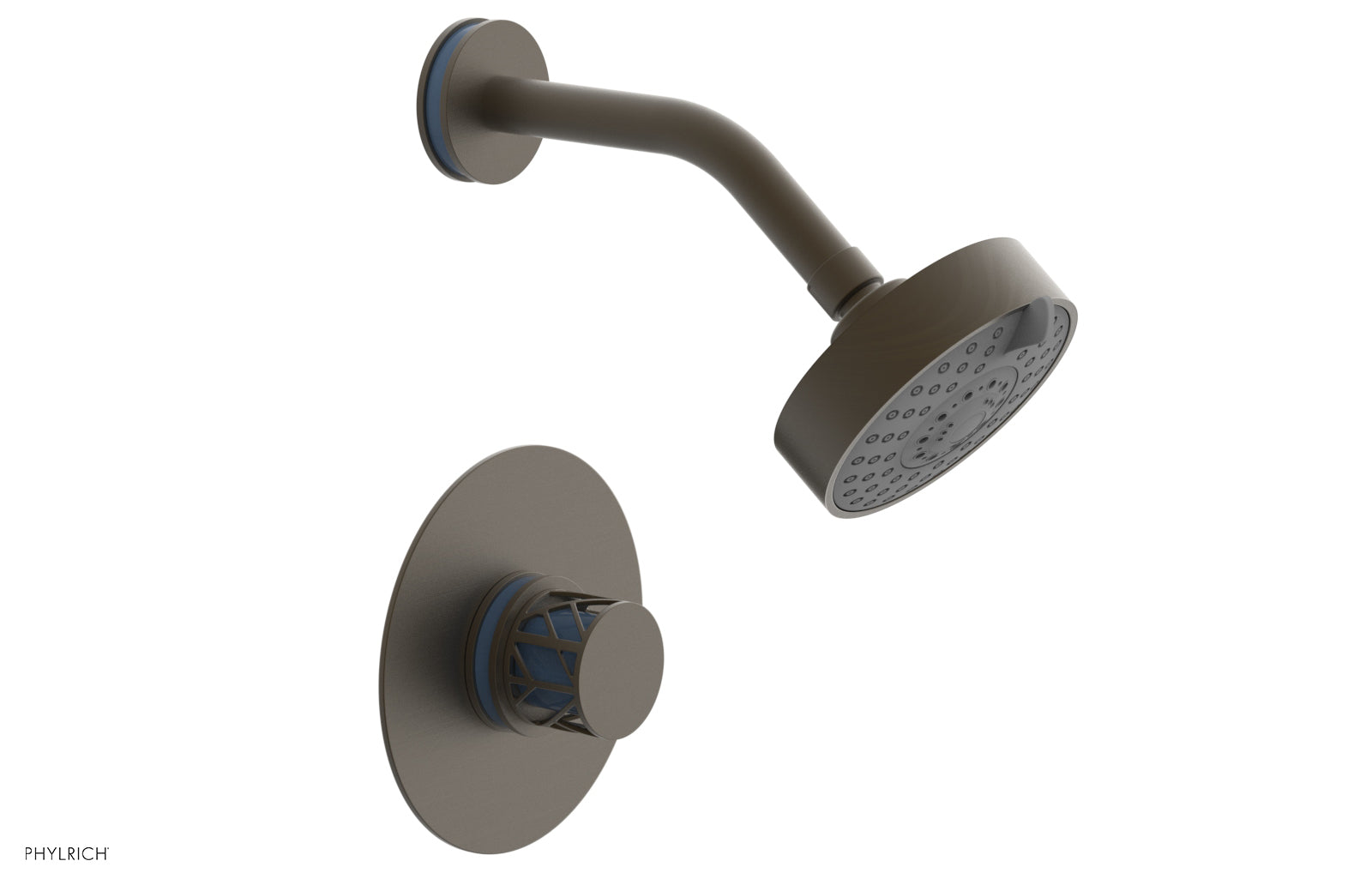Phylrich JOLIE Pressure Balance Shower Set - Round Handle with "Light Blue" Accents by Phylrich
