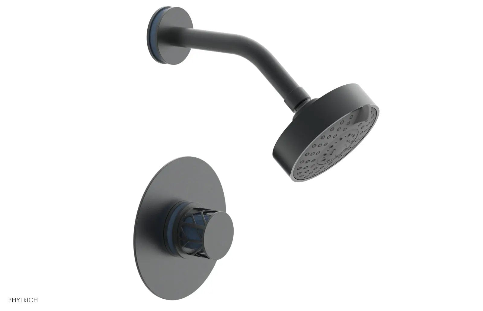Phylrich JOLIE Pressure Balance Shower Set - Round Handle with "Light Blue" Accents by Phylrich