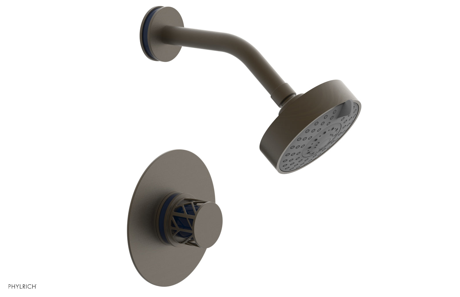 Phylrich JOLIE Pressure Balance Shower Set - Round Handle with "Navy Blue" Accents