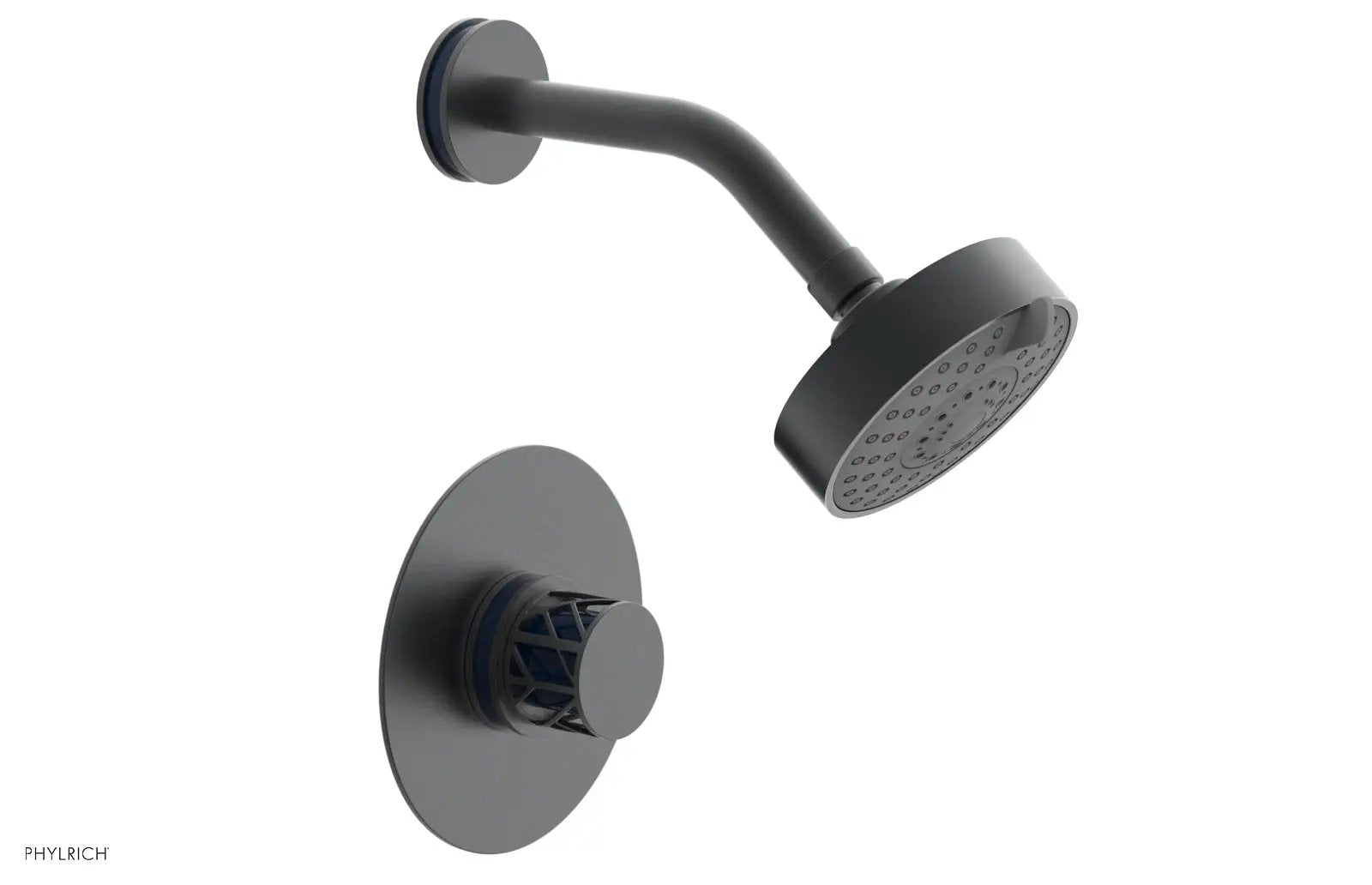 Phylrich JOLIE Pressure Balance Shower Set - Round Handle with "Navy Blue" Accents by Phylrich