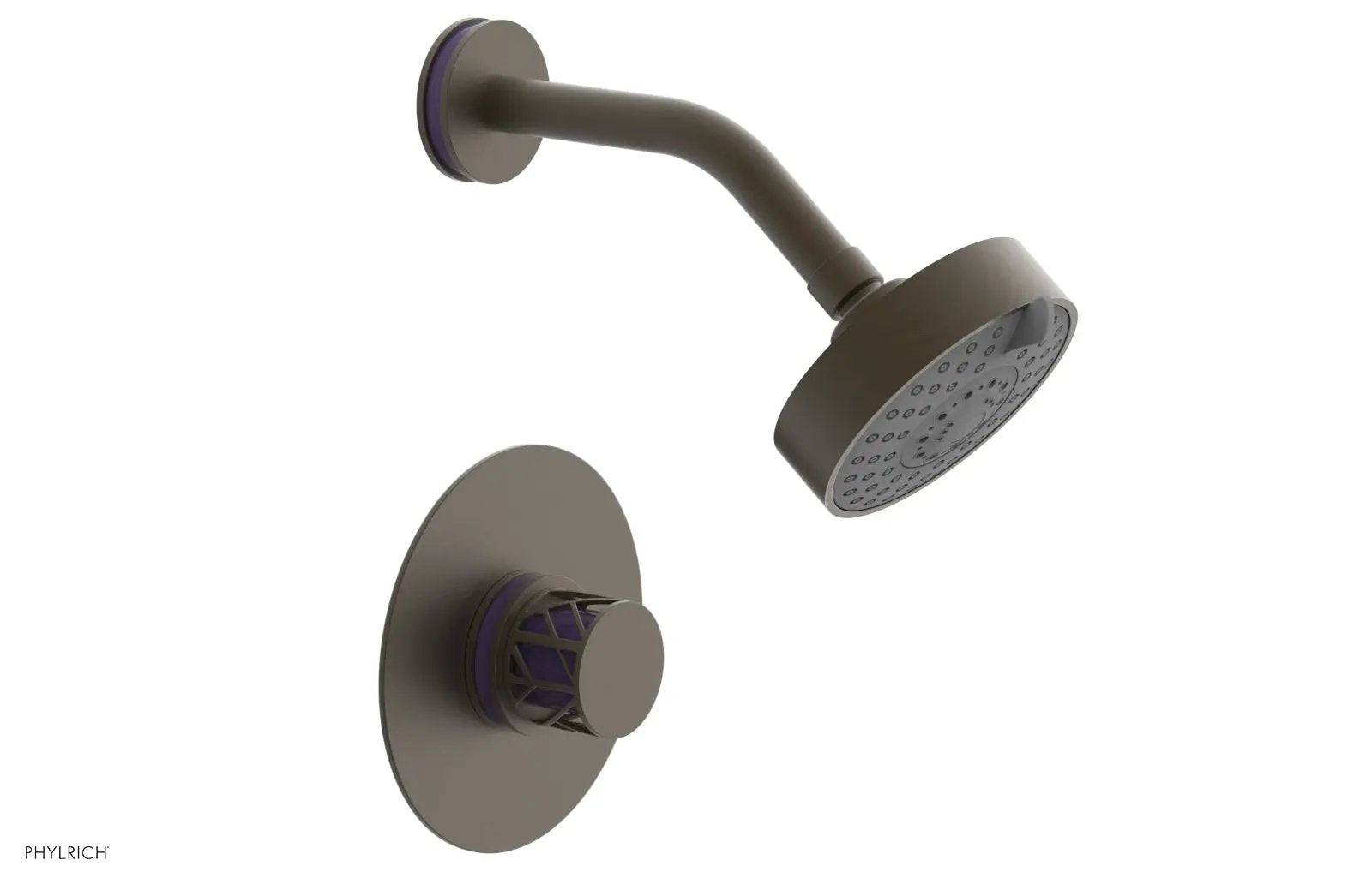 Phylrich JOLIE Pressure Balance Shower Set - Round Handle with "Purple" Accents by Phylrich