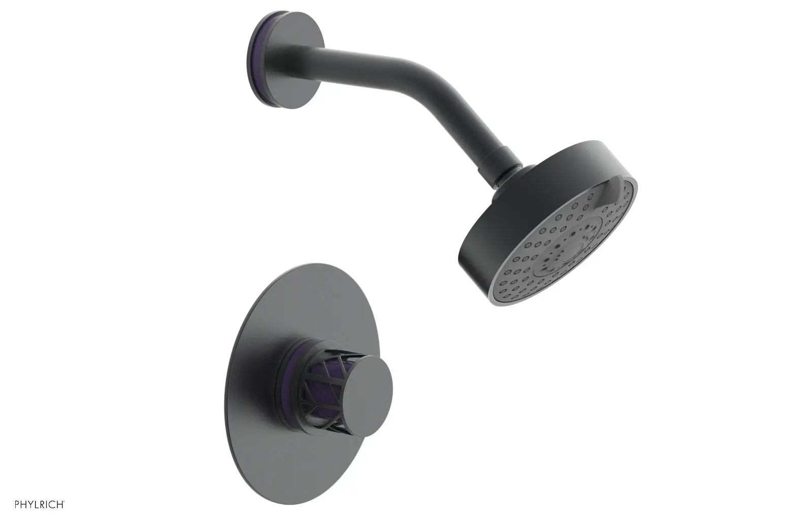 Phylrich JOLIE Pressure Balance Shower Set - Round Handle with "Purple" Accents by Phylrich