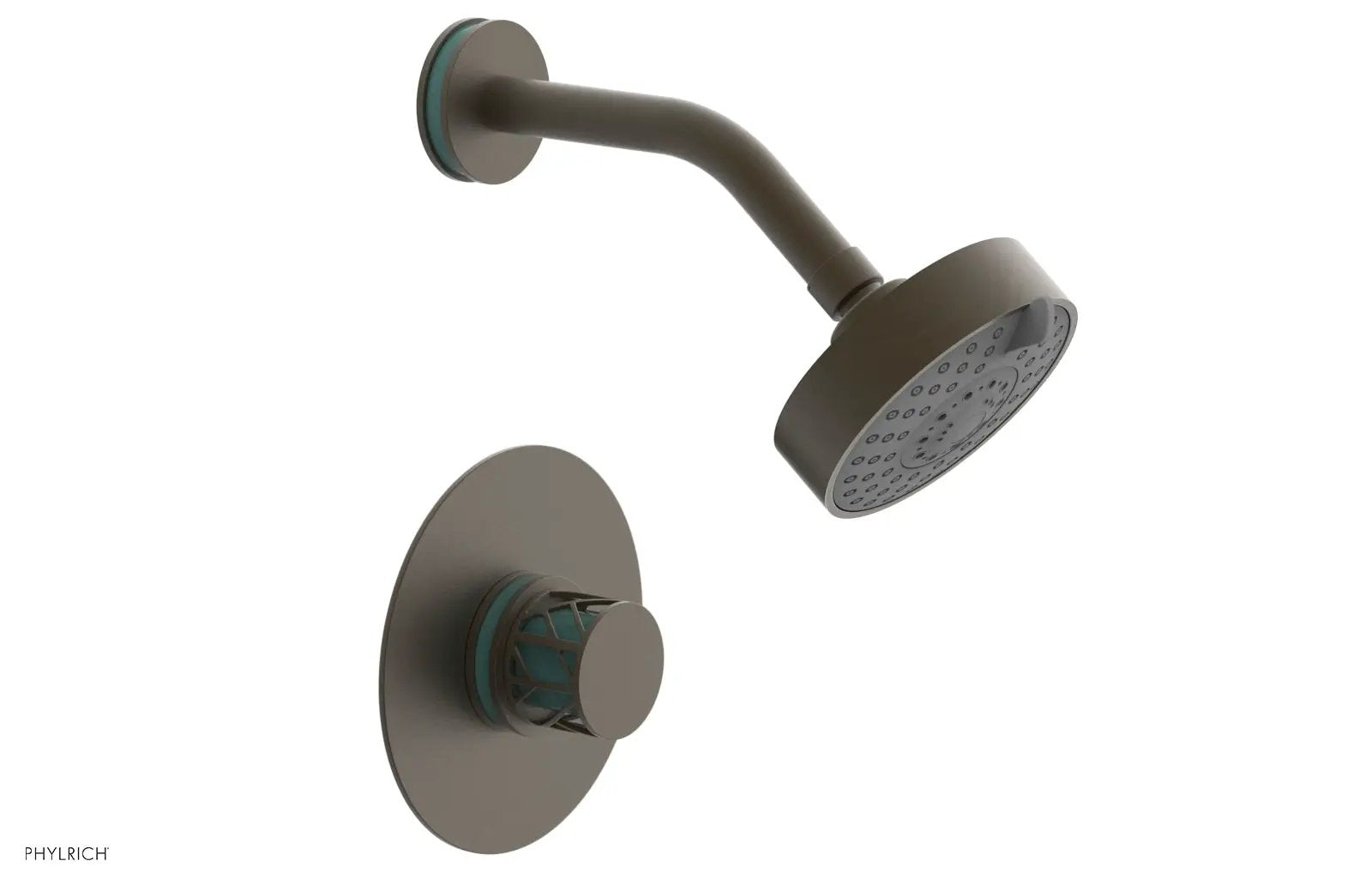 Phylrich JOLIE Pressure Balance Shower Set - Round Handle with "Turquoise" Accents by Phylrich