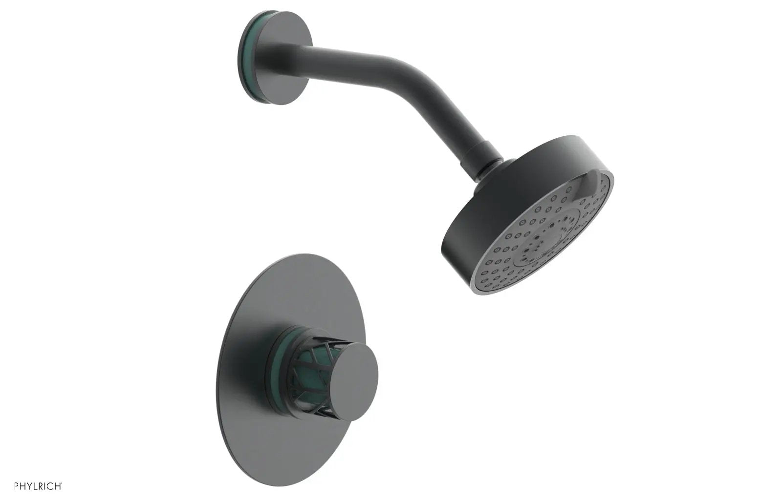Phylrich JOLIE Pressure Balance Shower Set - Round Handle with "Turquoise" Accents by Phylrich