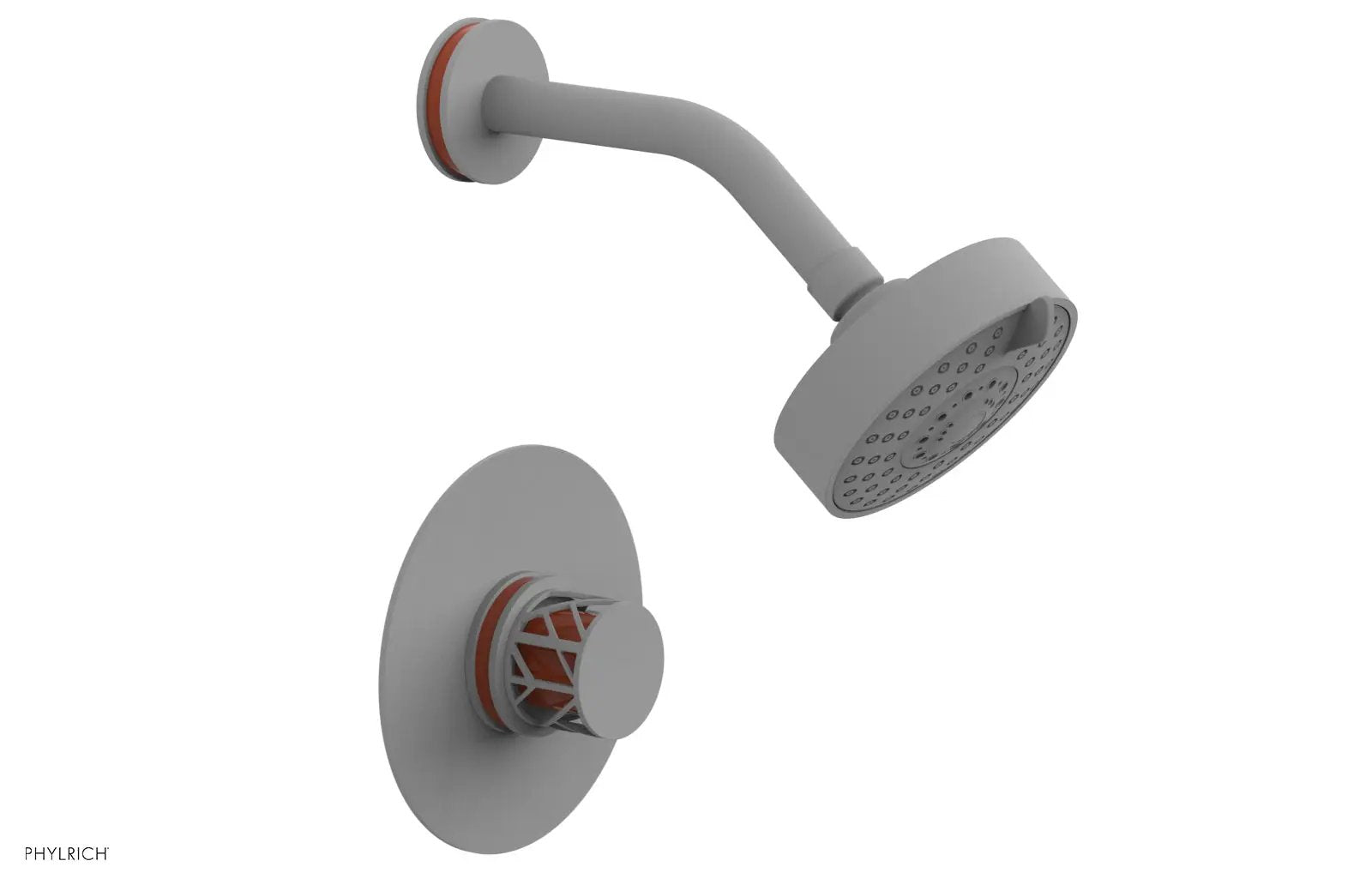 Phylrich JOLIE Pressure Balance Shower Set - Round Handle with "Orange" Accents by Phylrich