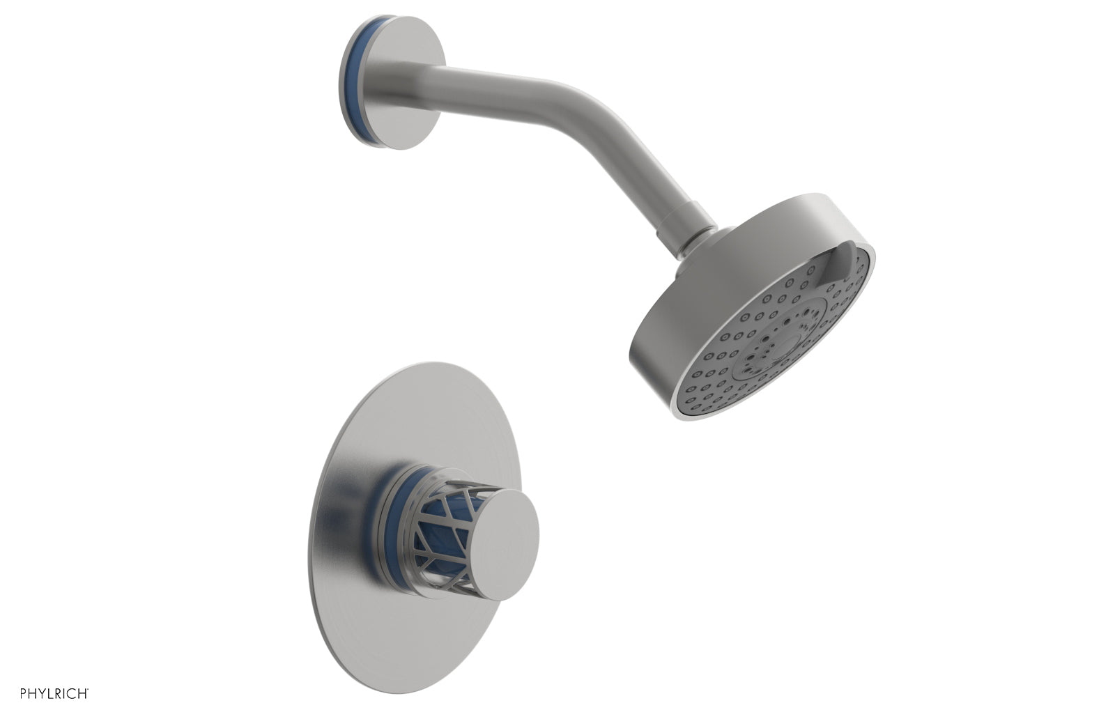 Phylrich JOLIE Pressure Balance Shower Set - Round Handle with "Light Blue" Accents by Phylrich